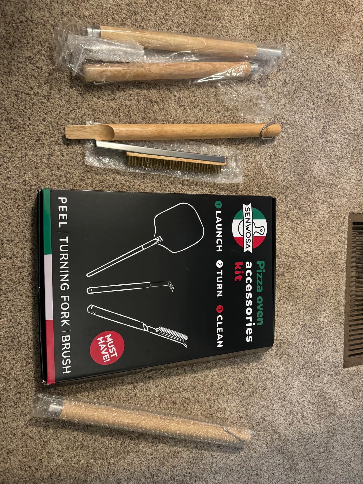 Premium Pizza Oven Accessories Kit - 6-Piece Set for Home Pizza Making: Includes Pizza Peel, Oven Brush, Bubble Popper Turner, Rocker Cutter, Dough Roller & Scraper customer photo 2