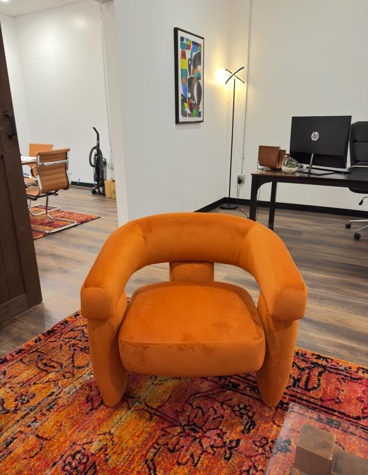 Boucle Barrel Accent Chair Modern Teddy Round Armchair, Cream White - Mid Century Boucle Accent Chair with Curved Back customer photo 2
