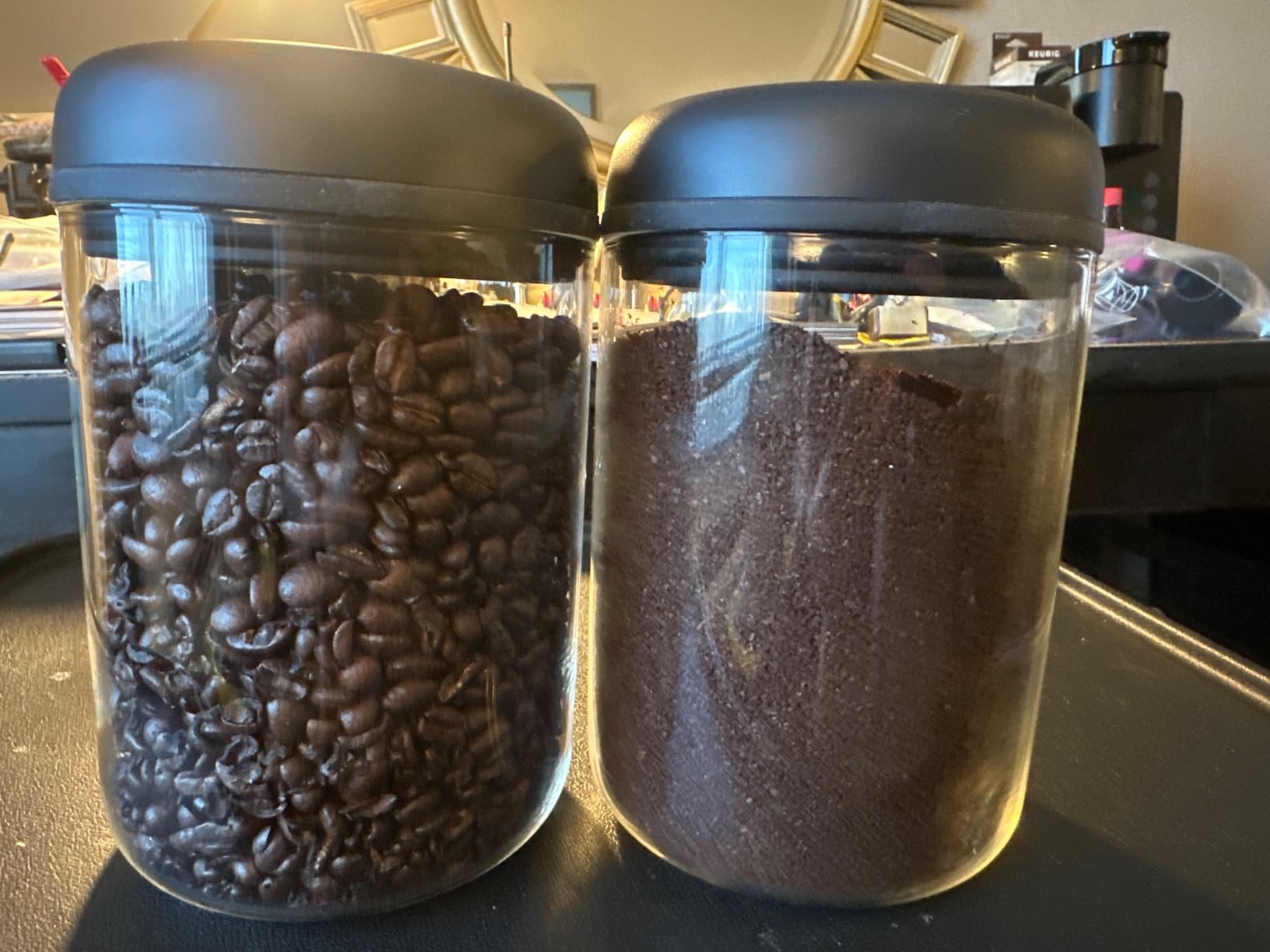 Fellow Atmos Electric Vacuum Coffee Canister 1.2L - Auto-Seal Steel | Preserves Freshness, Holds 16 oz Whole Bean Coffee, 4-Month Battery, Airtight Seal for Loose Leaf Tea & Spices, Matte Black customer photo 1