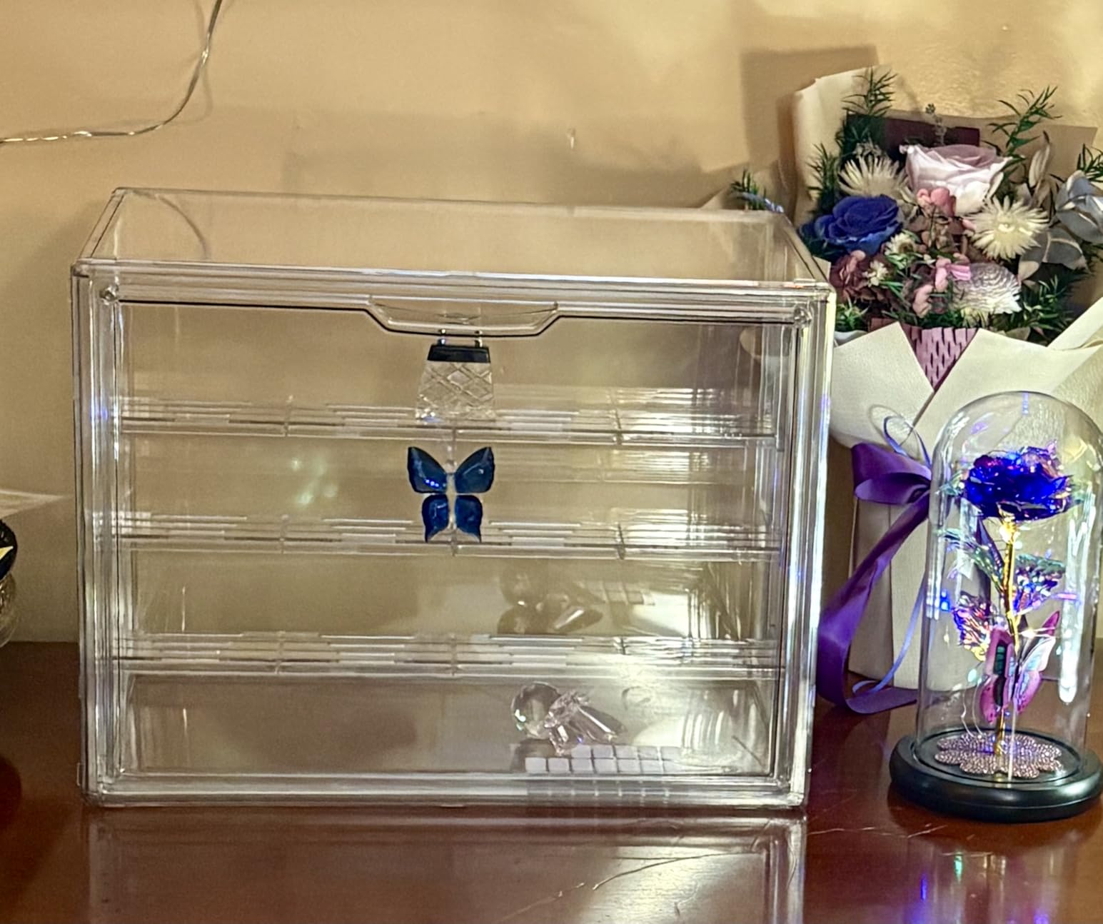 LXLXXL Acrylic Display Case Stackable Clear Box for Collectibles, 2 Pack | Removable Adjustable Partitions & Magnetic Door, Interlocking Stable Design, Dustproof Cover for Figurine Storage customer photo 1