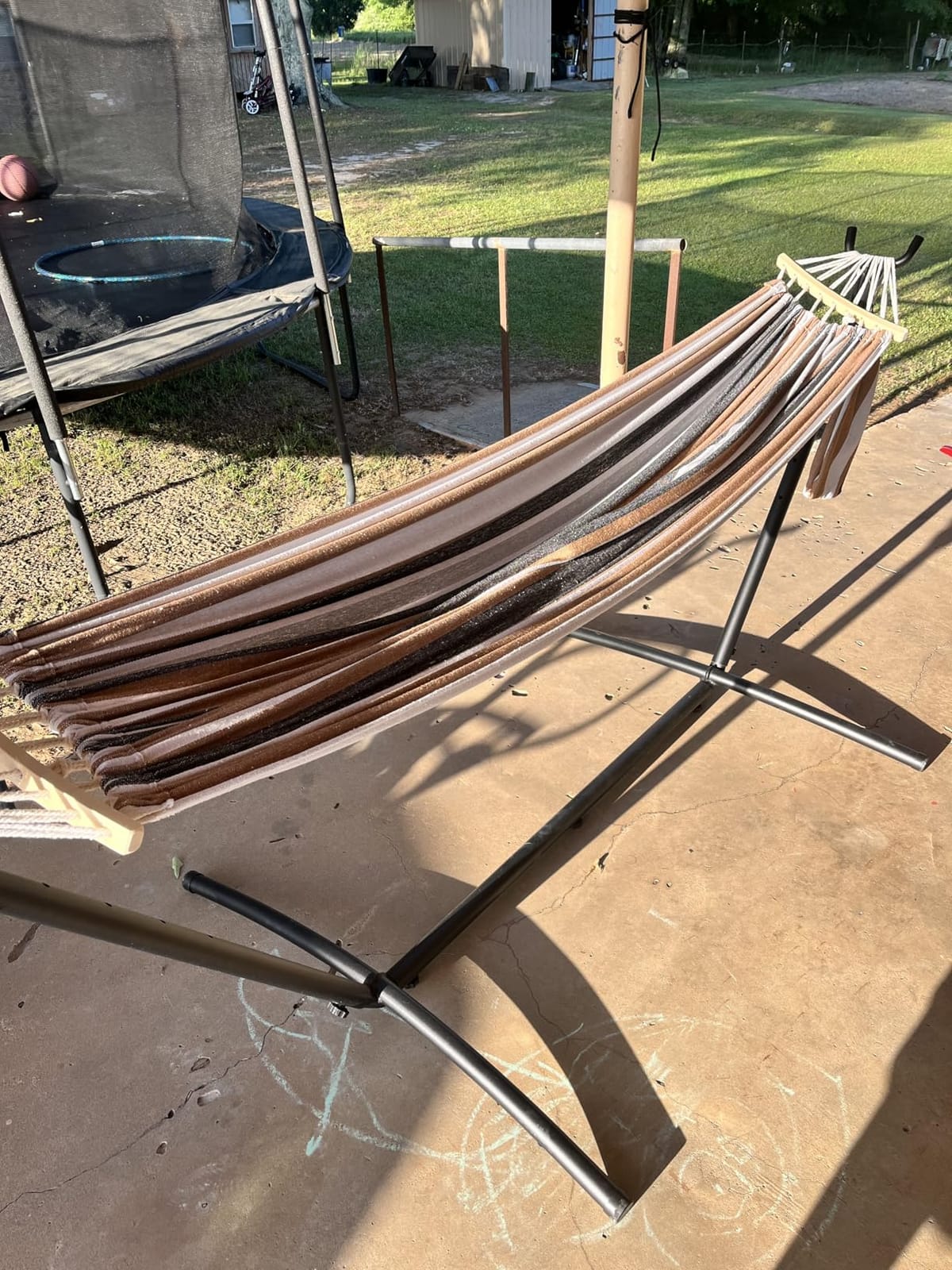 Everyfun Double Hammock with Stand for 2 Person, 600 lbs Heavy Duty Cotton Bed with Steel Stand, Free Standing for Outdoor Indoor Patio, Carrying Bag Included customer photo 2
