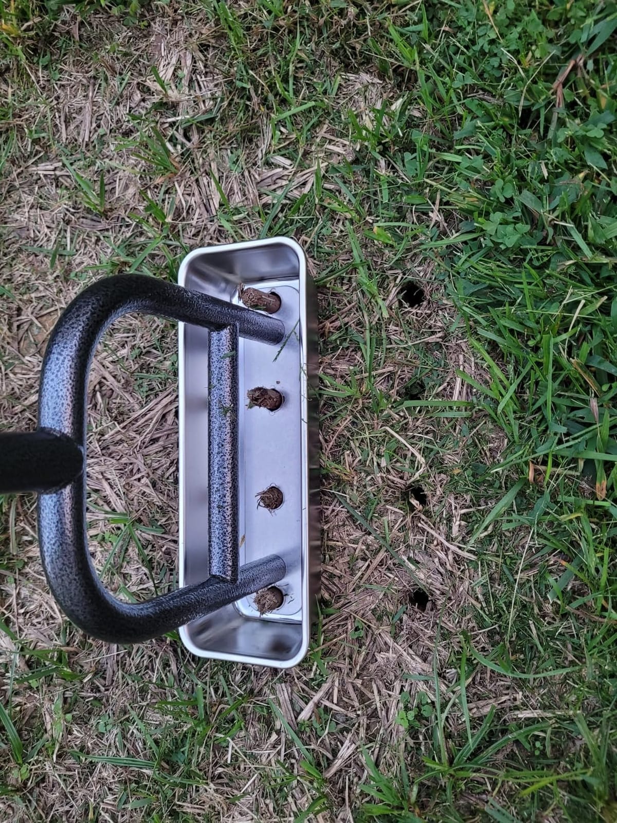 Dolibest Lawn Coring Aerator, Manual Lawn Aerator, 4 Stainless Steel Corer Plug Aerator with Soil Core Storage Tray customer photo 1
