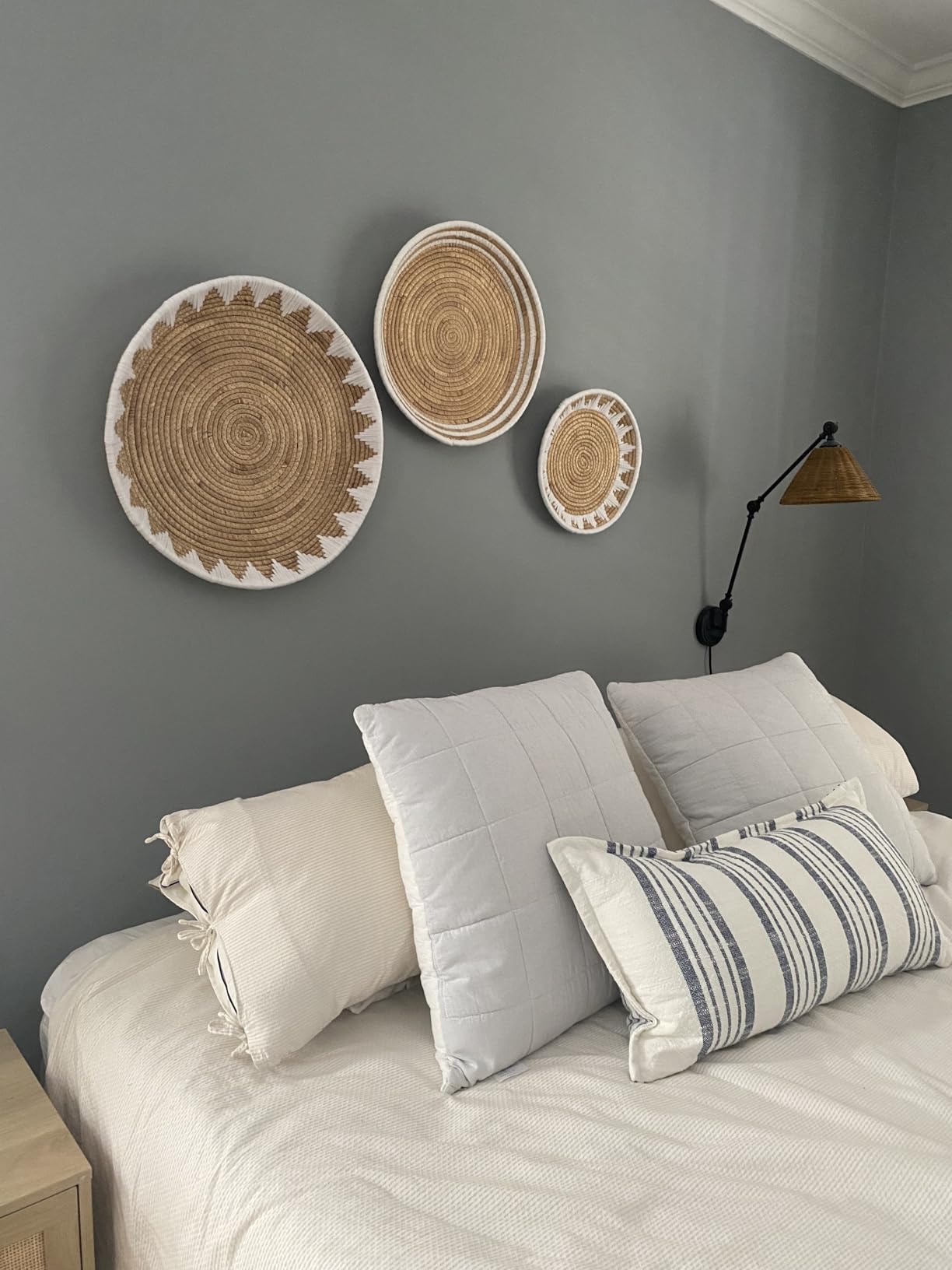 Chi An Home Extra Large Wall Basket Decor Boho Wicker Wall Hanging Set 3 | 22