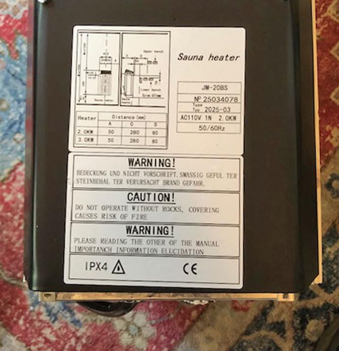 2KW 110V Sauna Heater with Plug, No Need for Wiring, Plug and Play, 100 Cu.Ft. Heated Area, Electric Sauna Heater with 3h Timer and Internal Temperature Control, Suitable for Small Sauna Rooms customer photo 1