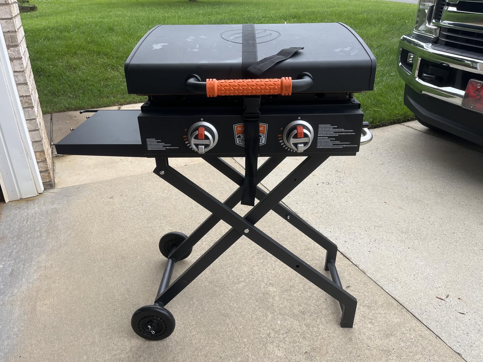 Grill Stand for Weber Q Grill Cart, BBQ Portable Grill Table for Weber Q1200 Q1000 Q2000 Q1400, Heavy-duty Trolley Collapsible Dining Table for Outdoor Camping BBQ Cooking Tailgating, Black, 2 Wheels customer photo 1
