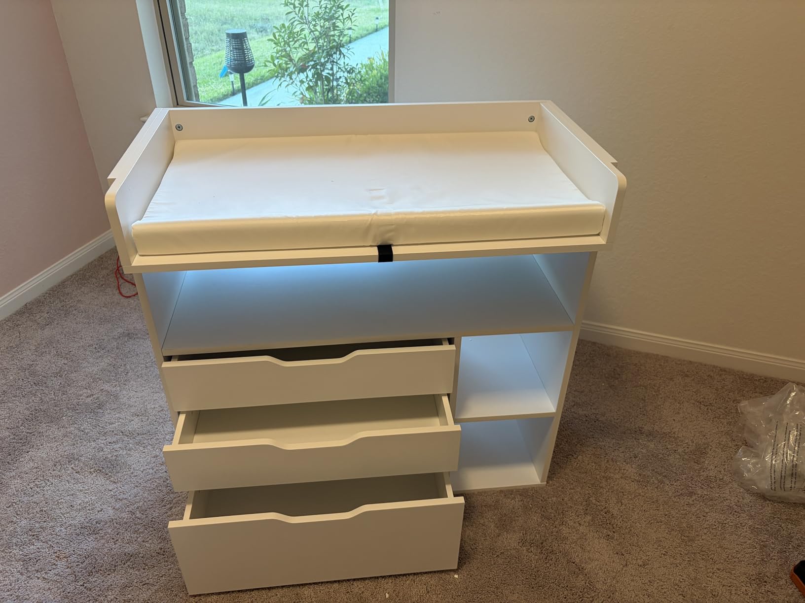 Pipleo Baby Changing Table Dresser with 3 Drawers and 3 Storage Shelves, Can be Used as a Baby Dresser with Changing Table Top, a Baby Changing Station, a Wood Diaper Changing Station (White) customer photo 2