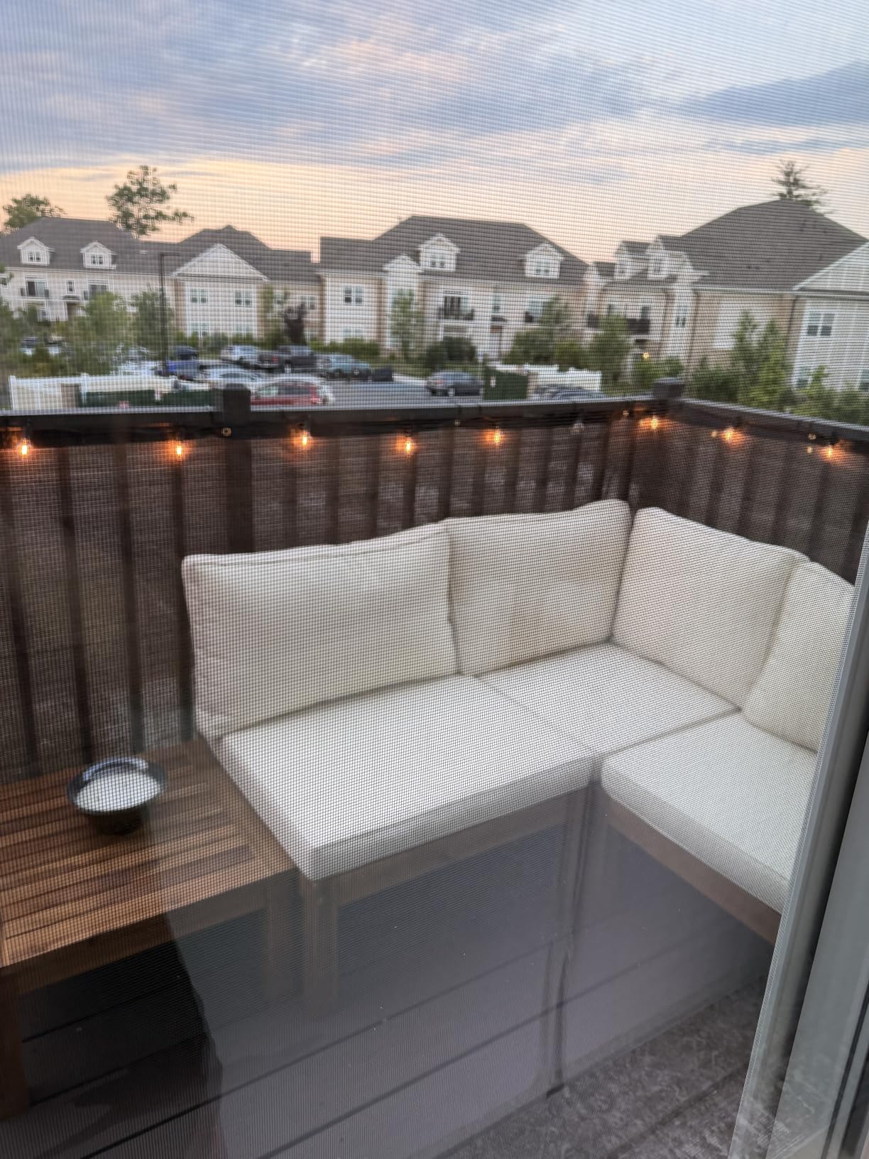 Devoko 4 Pcs Acacia Wood Small Patio Sectional Coach Sofa 54'' L x 54''W | Outdoor L-Shaped Sofa with Coffee Table for 1-2 People for Patio,Deck,Backyard customer photo 1
