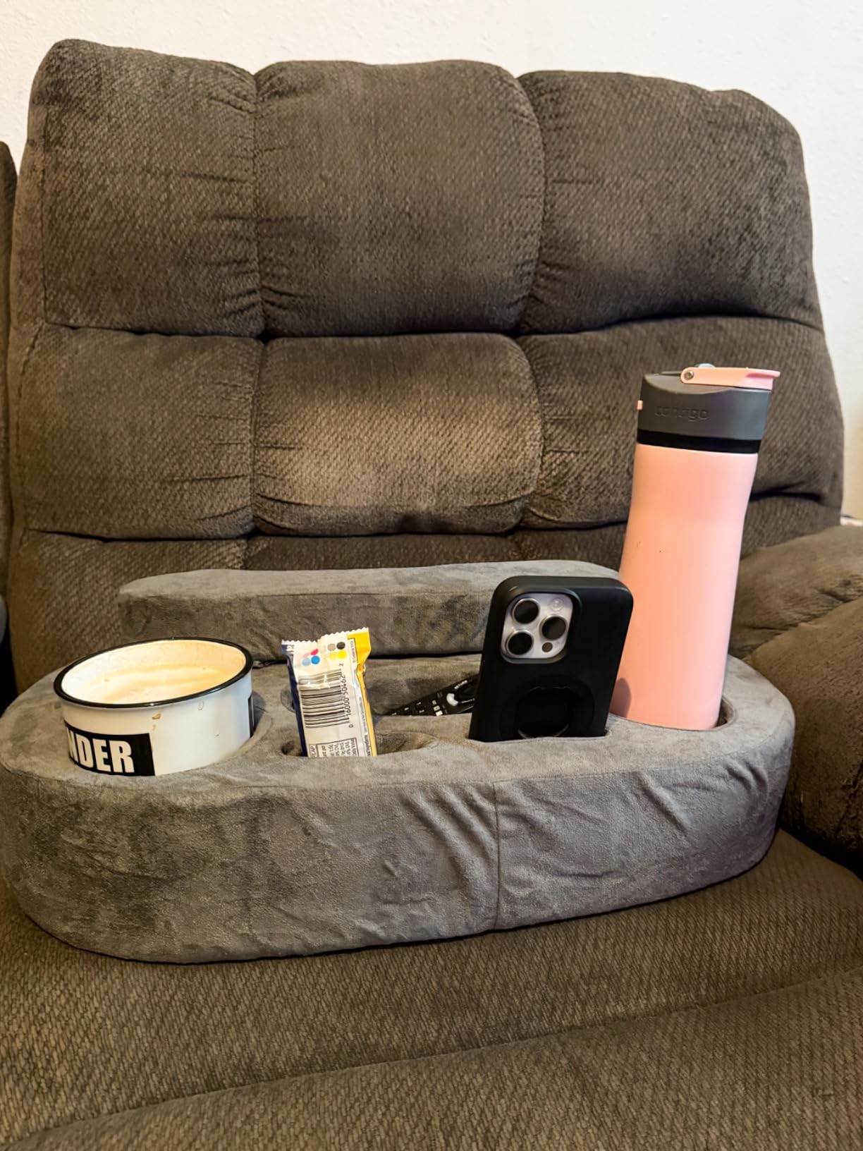LVVIL Couch Cup Holder Pillow Tray with 6 Slots, Gaming Pillow Couch Cupholder Tray with Armrest Cushion, Couch Caddy & Buddy with Drink, Controller, Remote, Phone Holder, Gaming Snack Holder customer photo 2