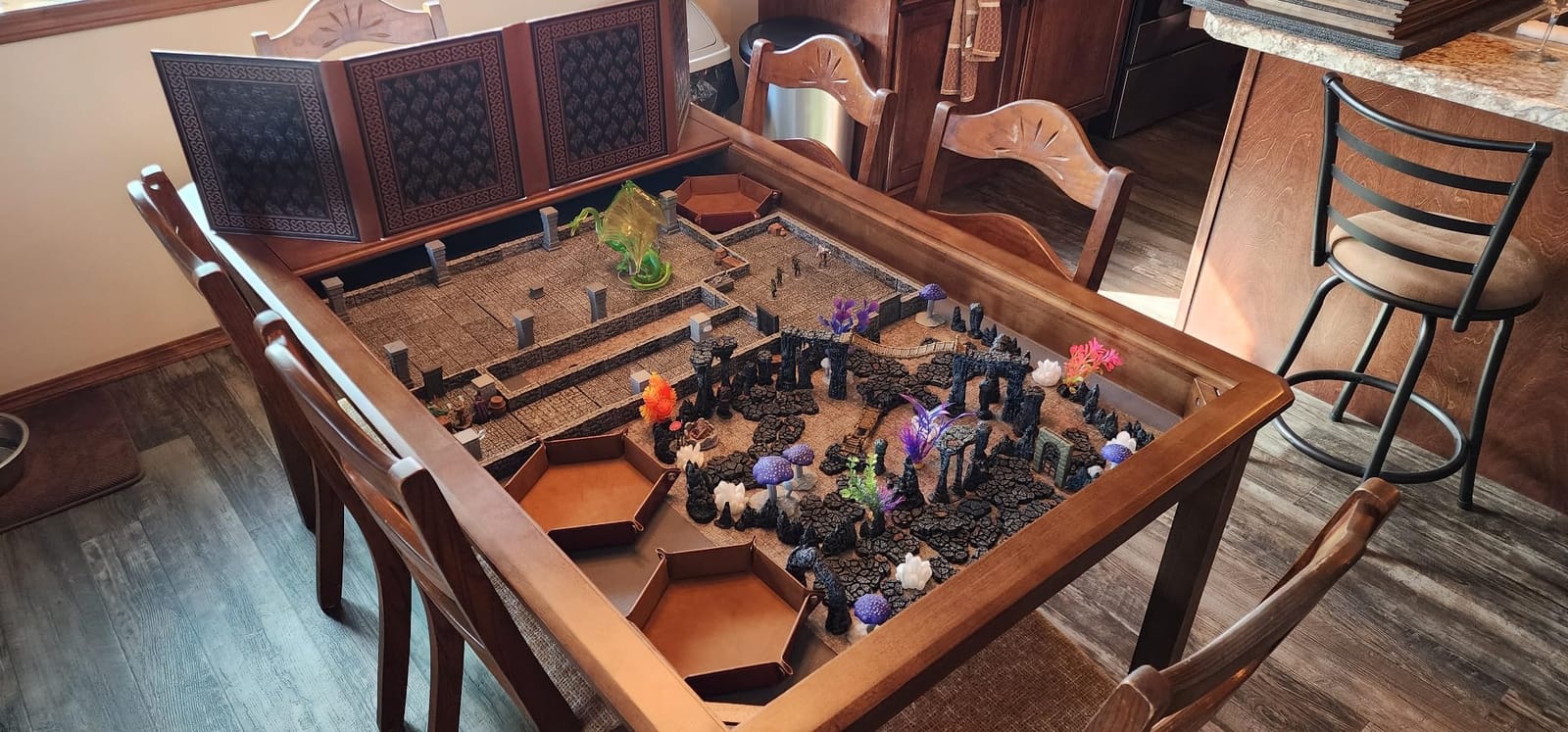 Board Game Table with Removable Table Top, Seats 4 to 6 Players with 57in x 33in Play Area, Includes Play Mat, Detachable Cup Holders and Dice Trays, Minimal Assembly Required customer photo 1