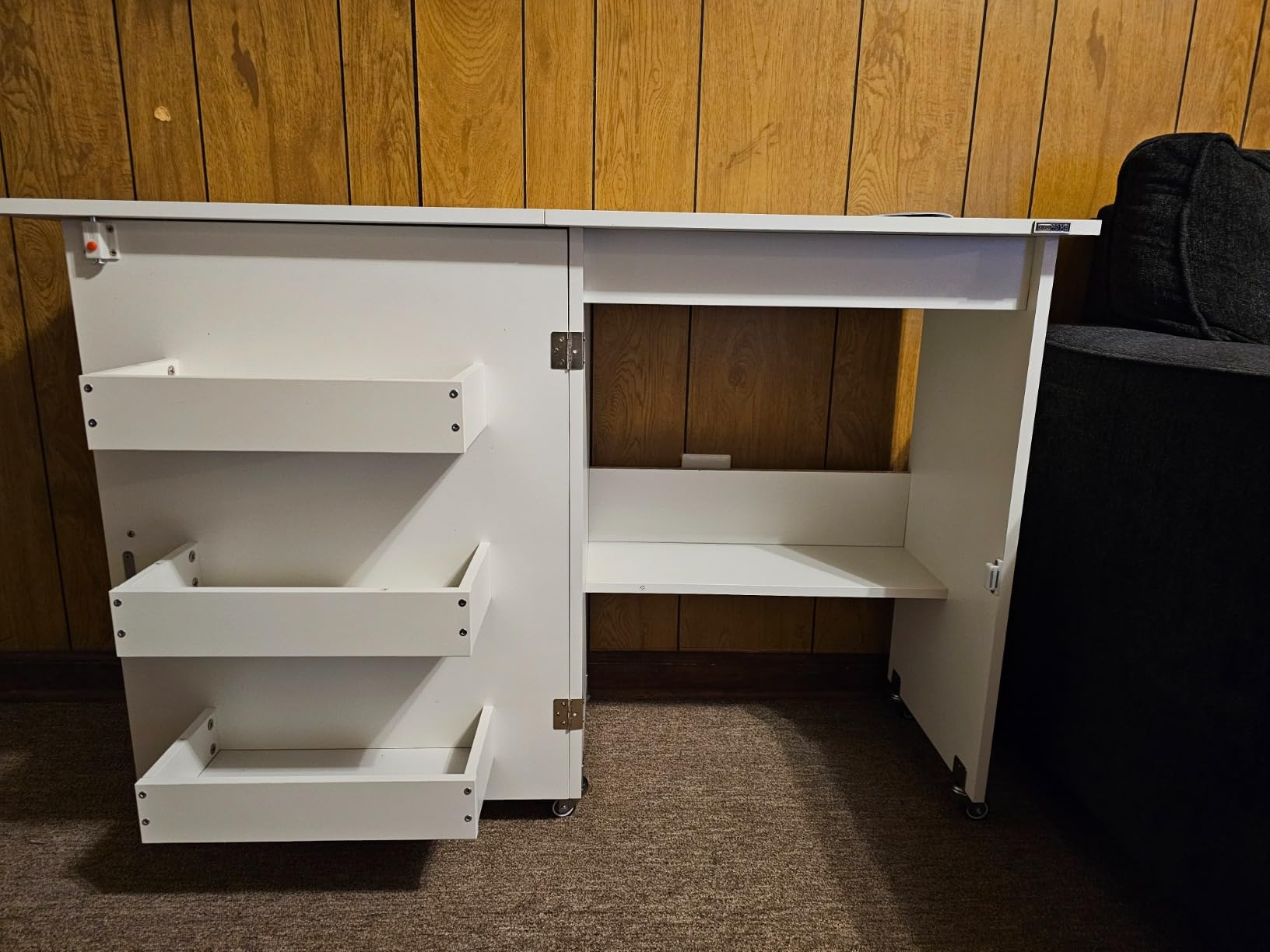 VIVOHOME Folding Sewing Table for Sewing Machine, Espresso customer photo 2