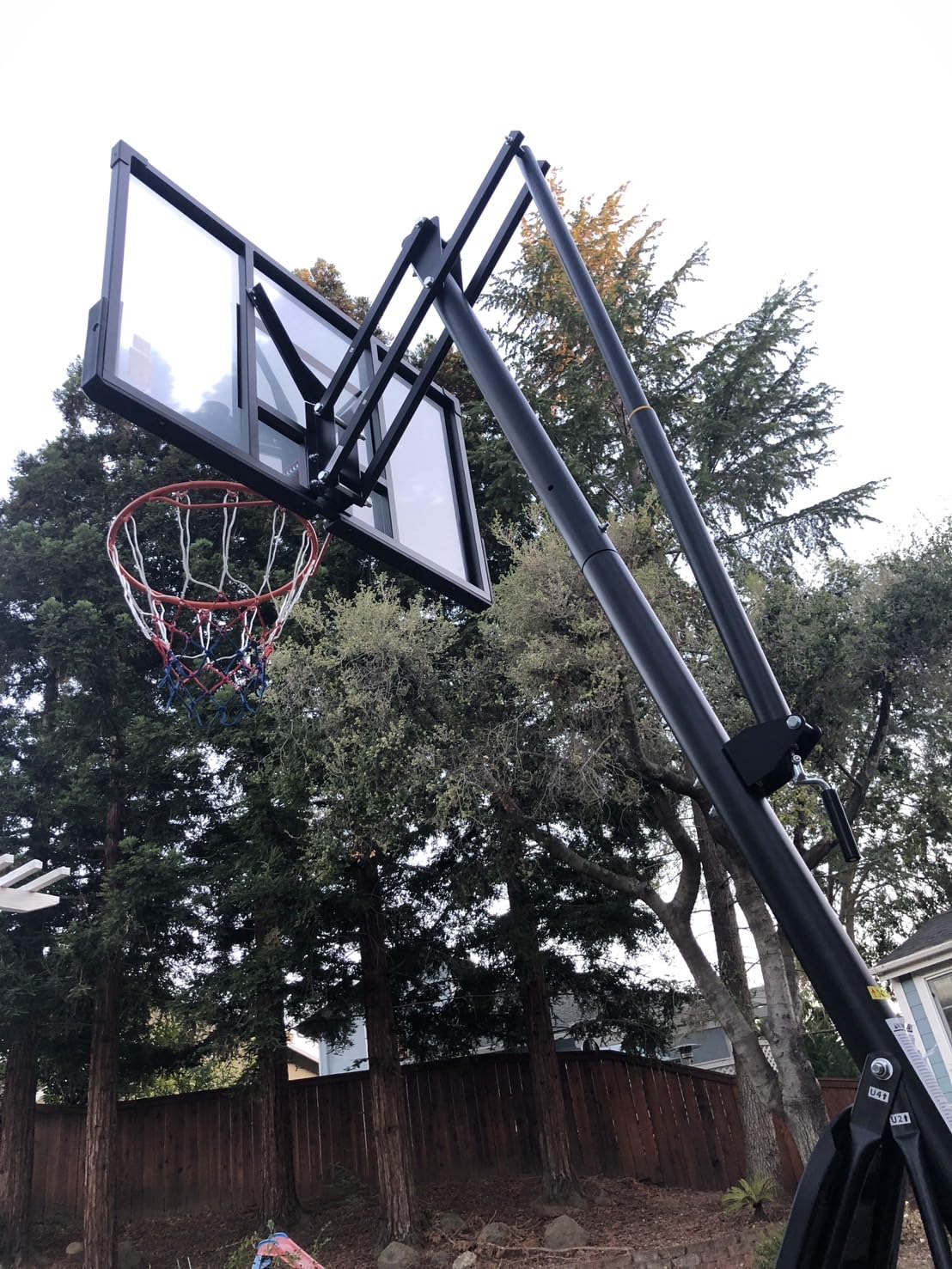 Yohood Basketball Hoop Outdoor Portable 44/48 Inch Backboard, 10ft Quickly Adjustable Basketball Goal System with Wheels for Court/Backyard/Driveway customer photo 2