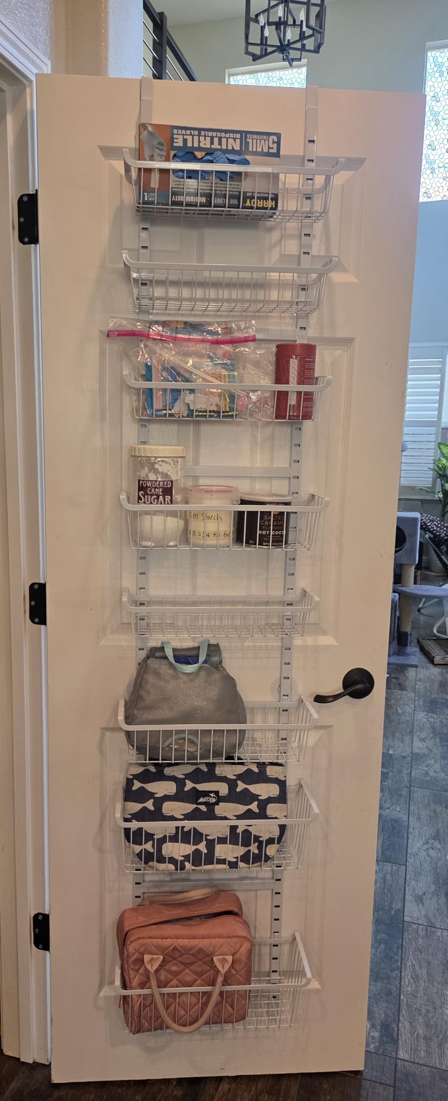 Over The Door Pantry Organizer, 8-Tier Over The Door Organizer with Adjustable Baskets, Metal Hanging Spice Rack for Pantry Organizers and Storage, Suitable for Kitchen Laundry Room & Bathroom, White customer photo 2