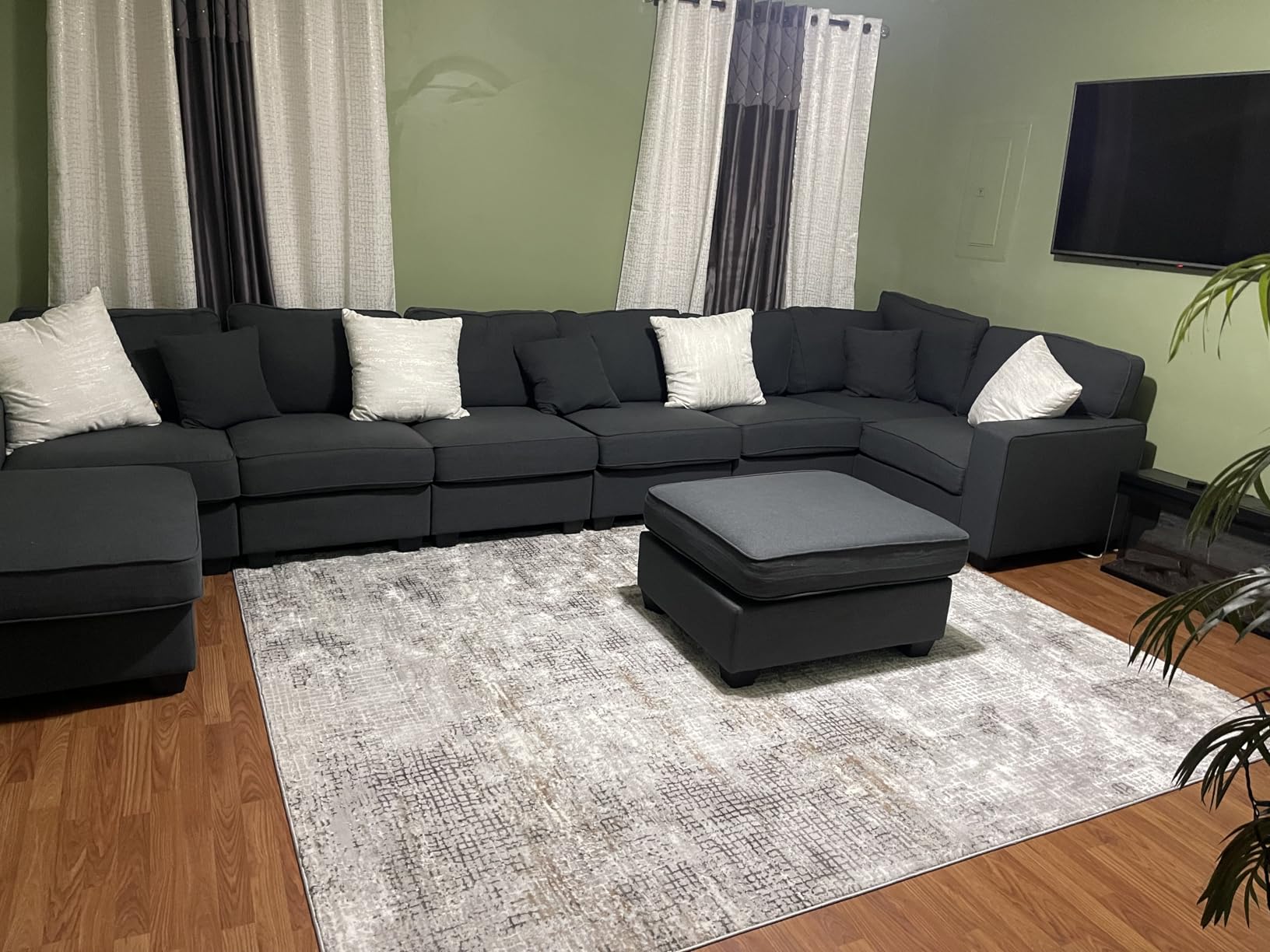 Legend Vansen Oversized Modular Sectional Sofa, U/L-Shaped Reversible Couch with Ottoman, Deep Seat Plush Polyester Sofa for Living Room, 8-Seater, Dark Grey customer photo 1