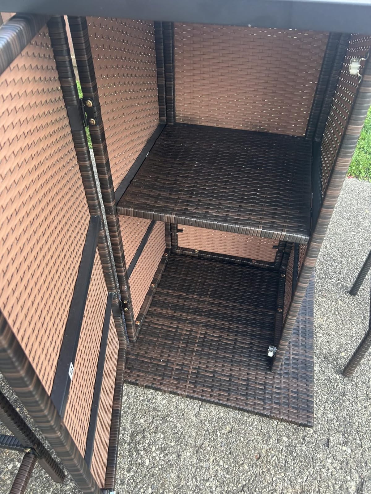 Tangkula 3 Piece Patio Bar Set, Outdoor Rattan Bar Table and 2 Stools with Tempered Glass Tabletop, 2-Tier Storage, Removable Cushions, Outside Wicker Conversation Set customer photo 1