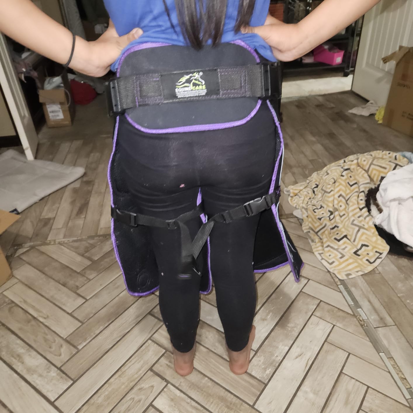 Women's Farrier Apron Chaps, Back Support, 23in, Black/Purple customer photo 2