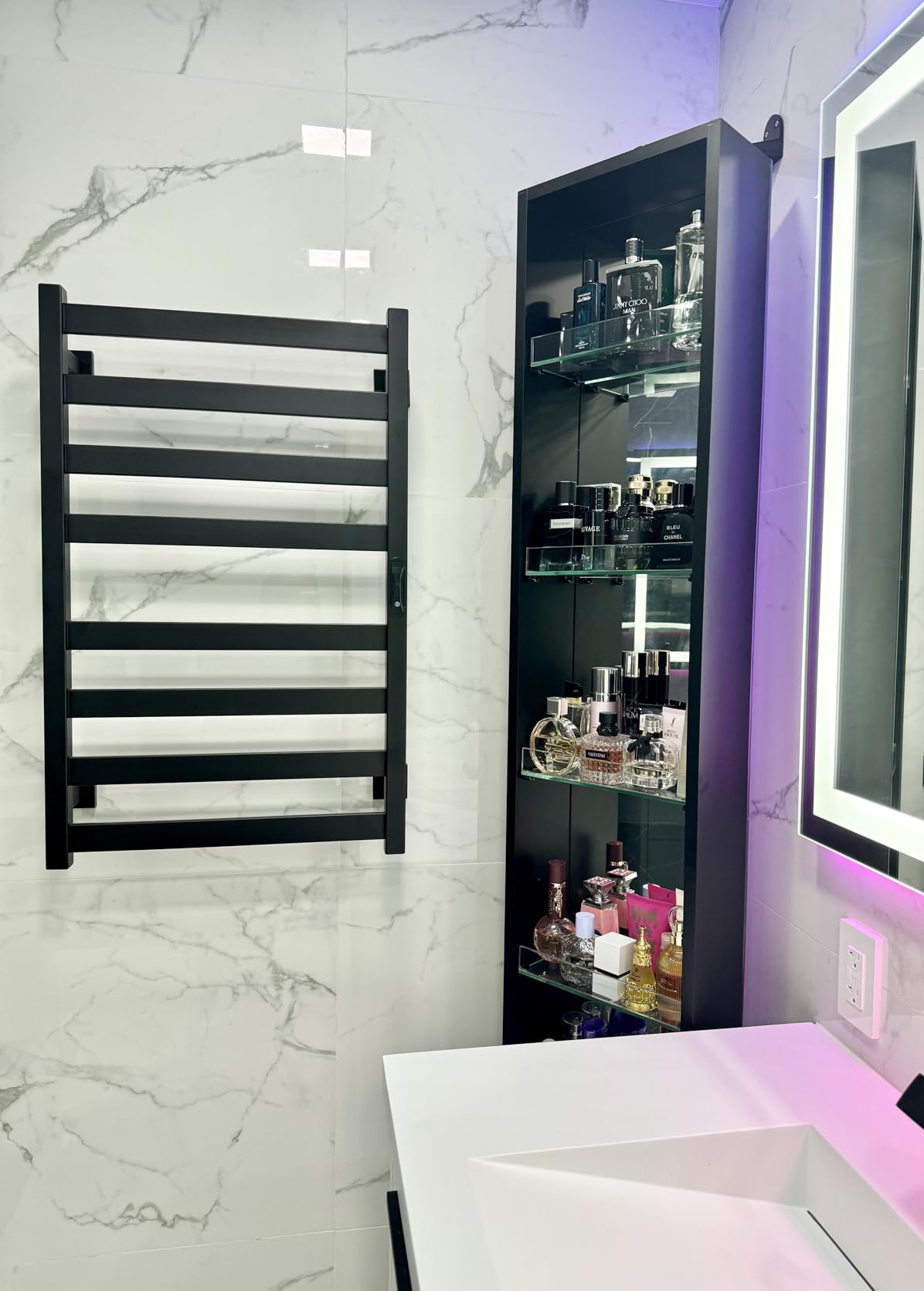 Towel Warmer, Towel Heater Rack for Bathroom, 8-bar Electric Towel Dryer Wall-Mounted Plug-in Bath Heater, 304 Stainless Steel Hot Towel Rack with Timer and Smart Temperature Control customer photo 1