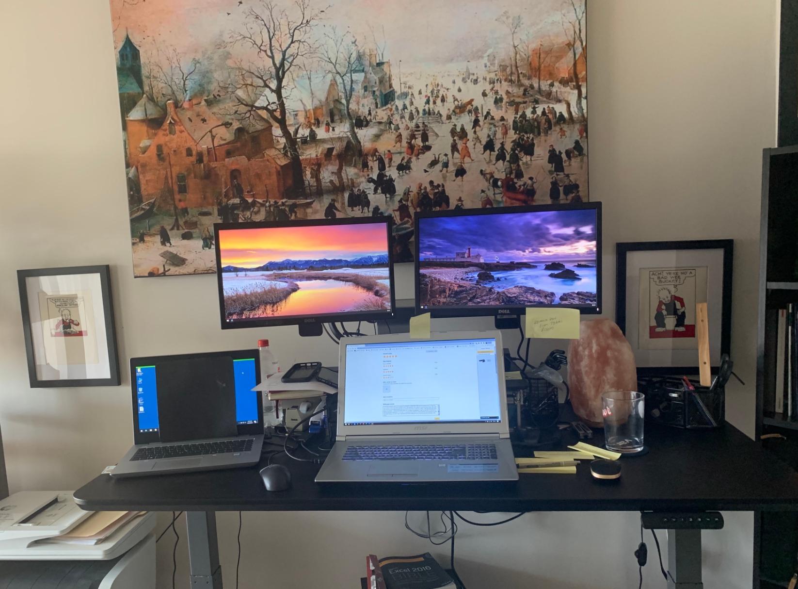 Vari Classic Electric Standing Desk - 72x30 - Walnut/Slate customer photo 2