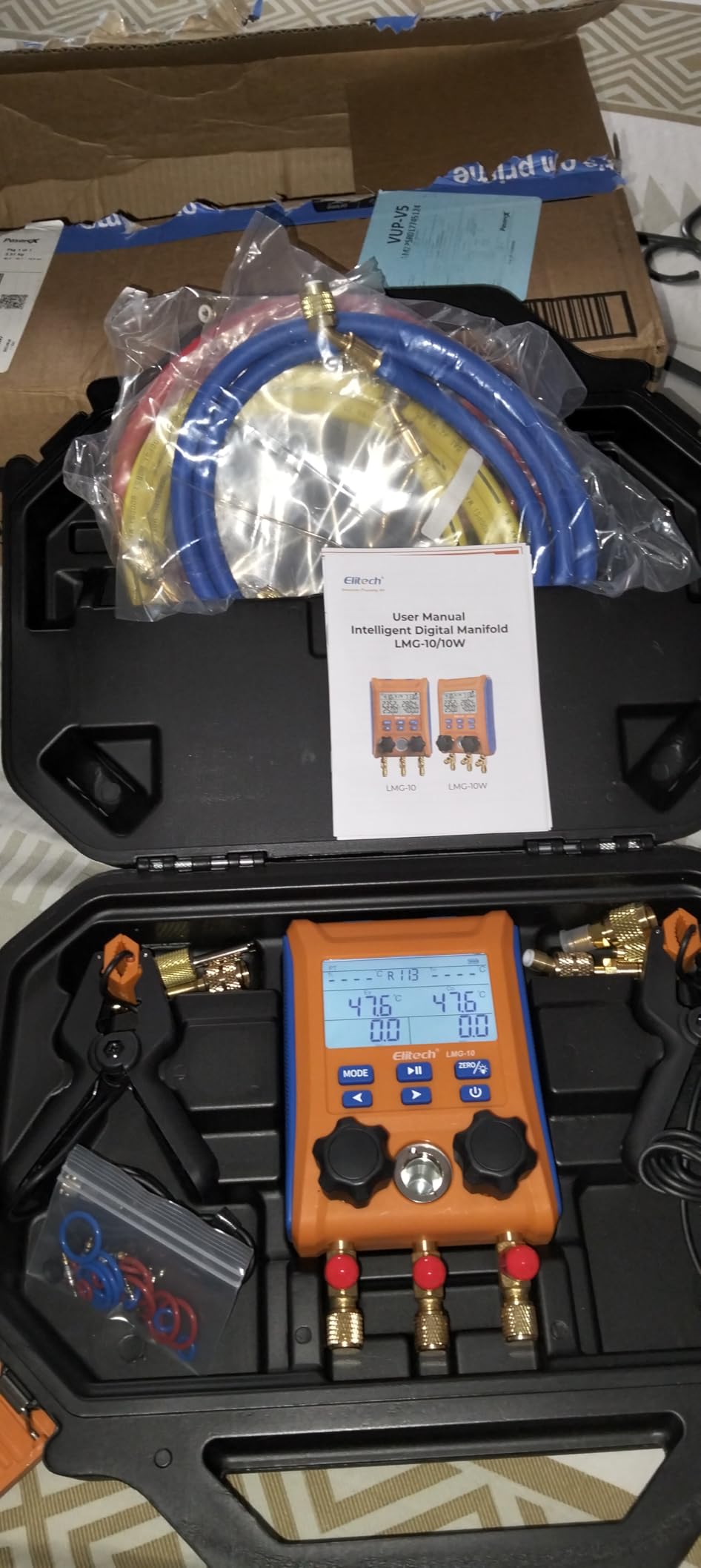Elitech LMG-10Plus HVAC Digital Manifold Kit w/Hoses & R410A Adapter | 2-Way Pressure Gauge, Superheat/Subcooling, Temp Clamps, Supports 88 Refrigerants customer photo 1