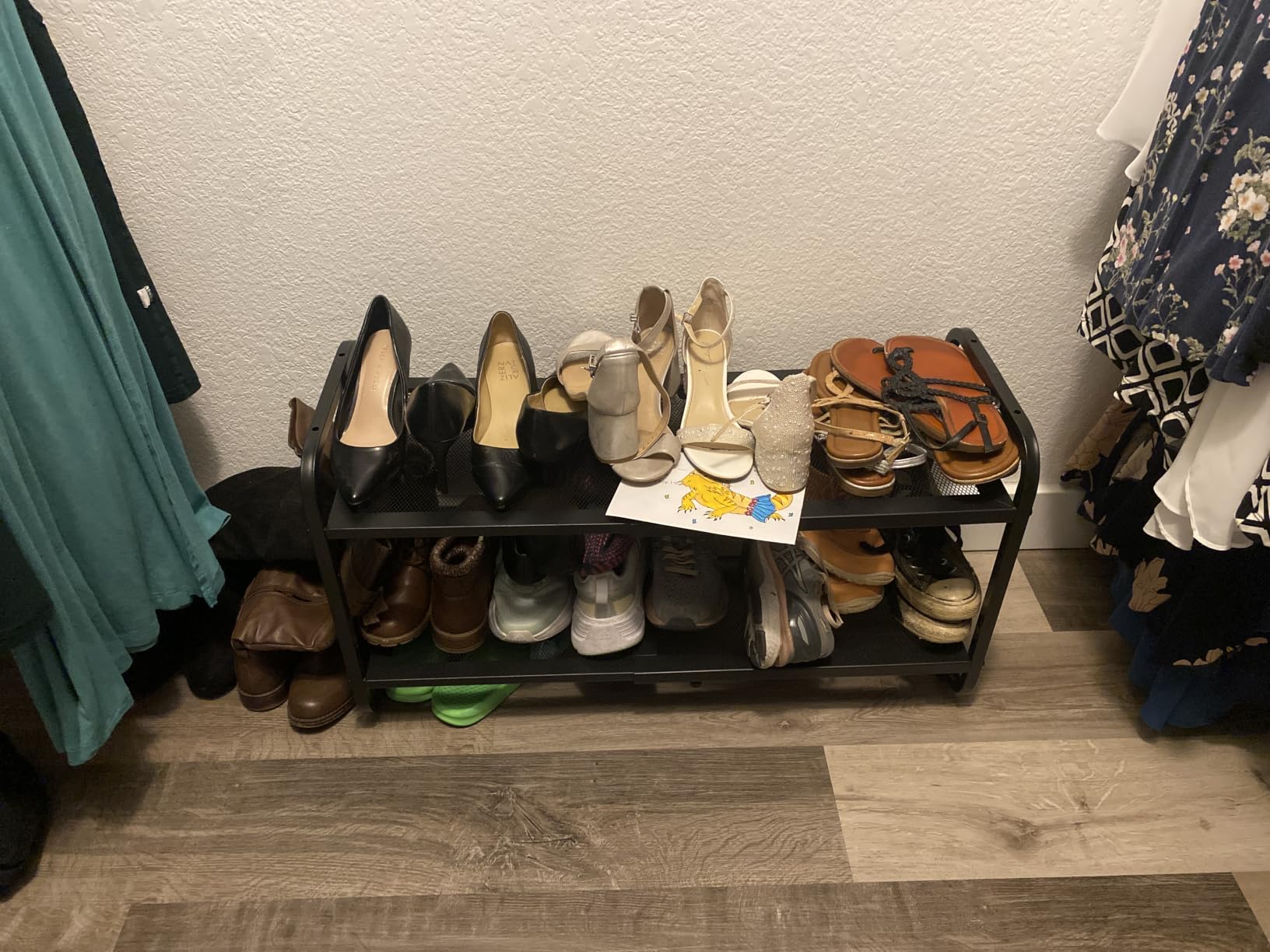 SNTD Shoe Rack - Expandable Shoe Organizer for Closet, Adjustable Metal Shoe Shelf Storage, Stackable Long Shoe Stand Holder for Garage, Entryway, Door Entrance (Black, 2-Tier) customer photo 2