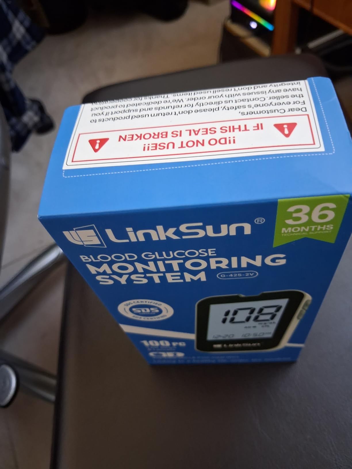 LinkSun Blood Sugar Testing Kit, 100 Strips & Lancets for Seniors, G-425-2V | High Accuracy Blood Glucose Monitor Kit, Large Display for Diabetes Lancing Device, Control Solution & Travel Organizer Bag customer photo 2