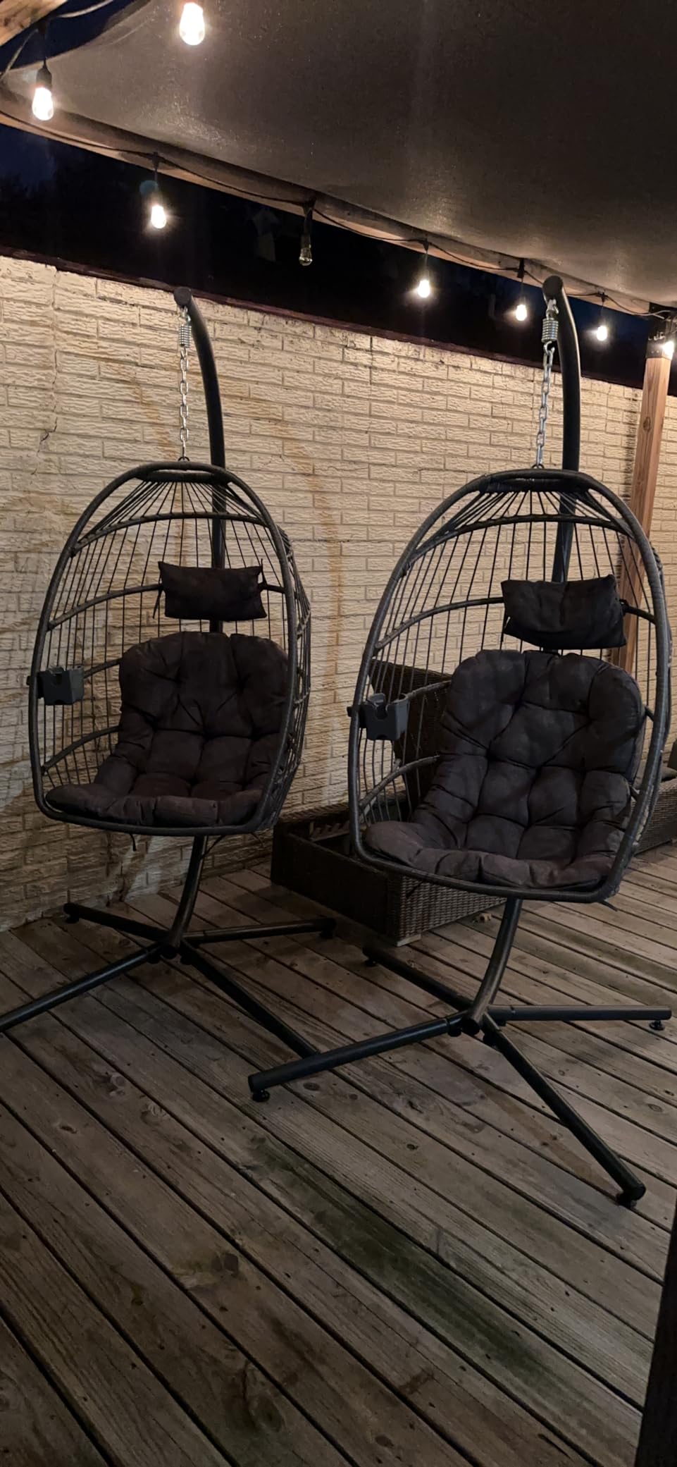 LEYCAY Hanging Egg Chair with Stand, Outdoor Indoor Swing Egg Chair with Cushion, Wicker Hammock for Patio, Bedroom 350 LBS Capacity-Dark Grey customer photo 1