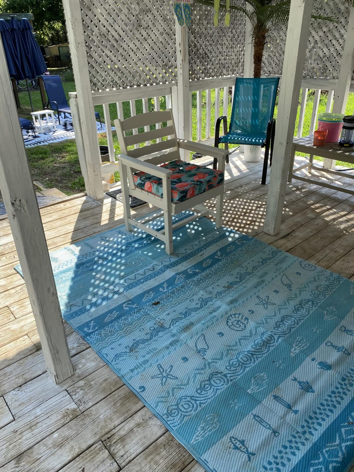 Lahome Outdoor Rug Waterproof, 5x8ft Outdoor Plastic Straw Rug for Camping - Reversible RV Patio Rugs Outside Carpet for Porch Deck Backyard Balcony Picnic, Grey/Black customer photo 1