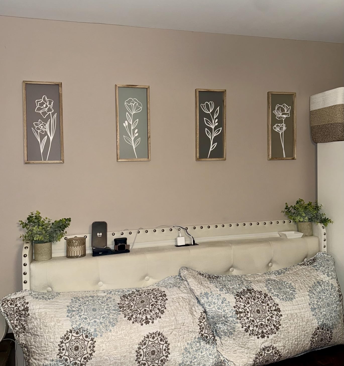 3D Wooden Floral Bathroom Wall Decor (Set of 4) Lightweight, Ready-to-Hang Framed Wall Art For Living Room, Bedroom, or Office - Premium Boho Botanical Farmhouse Decorations - Gift-Boxed customer photo 2