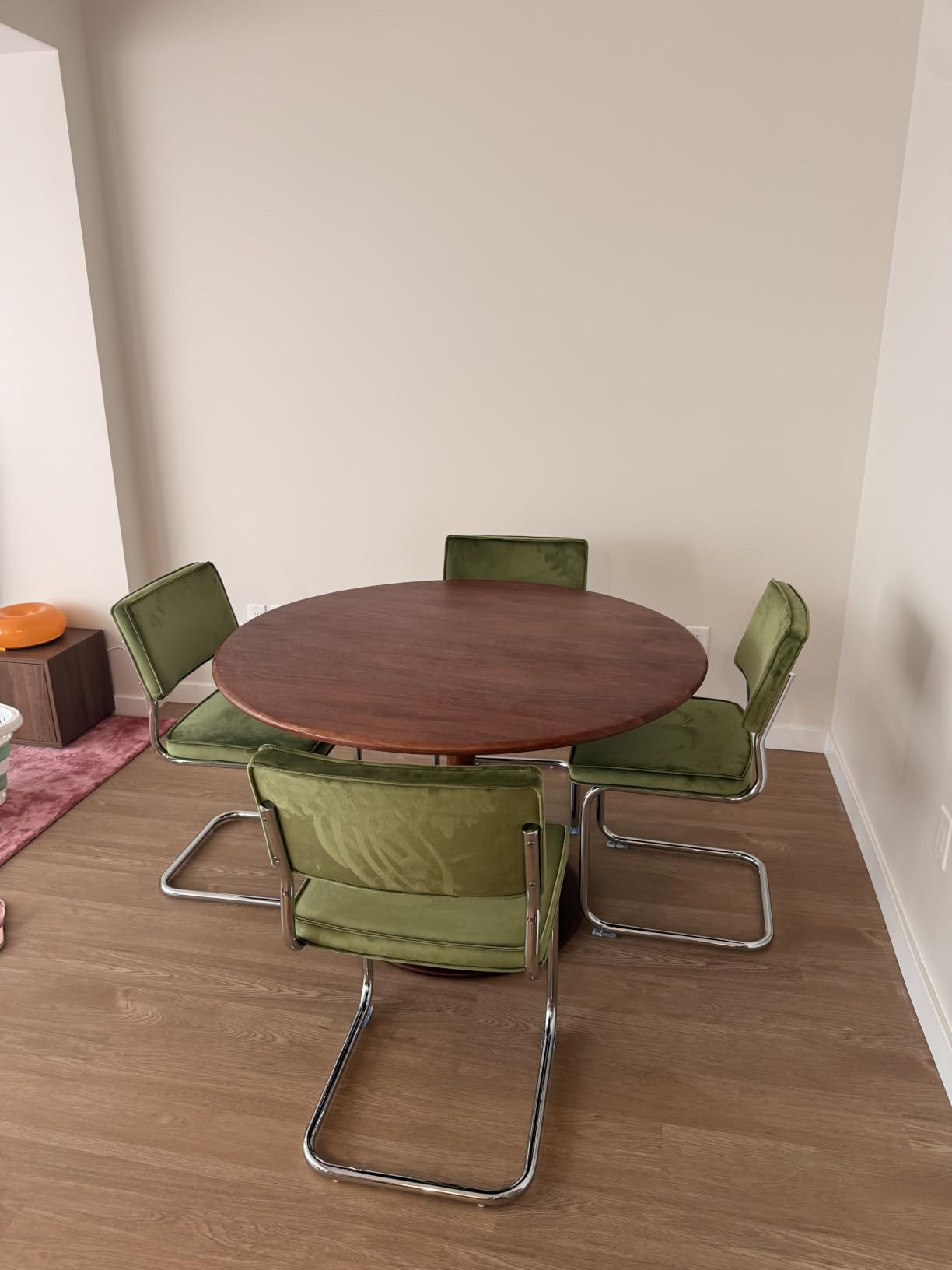 Modway Lippa 48 Inch Round Wood Dining Table with Metal Pedestal in Brass Walnut - Modern Industrial Dining Table for 4 People - Solid Wood Tulip Kitchen Table customer photo 1