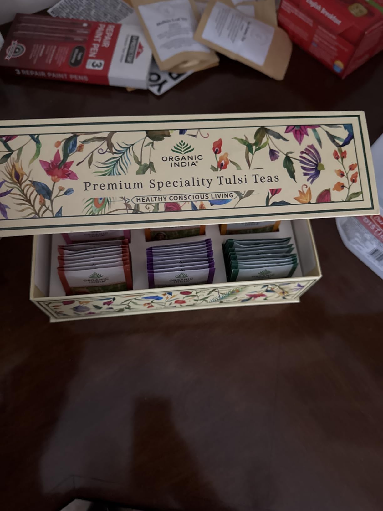 ORGANIC INDIA Tea Sampler Box Variety Pack, Hot Assortment, 60 Tea Bags | Tulsi Herbal Gift Set, Holy Basil, Ashwagandha, Turmeric Ginger, Sweet Rose, Original, Sleep, Masala Chai customer photo 1