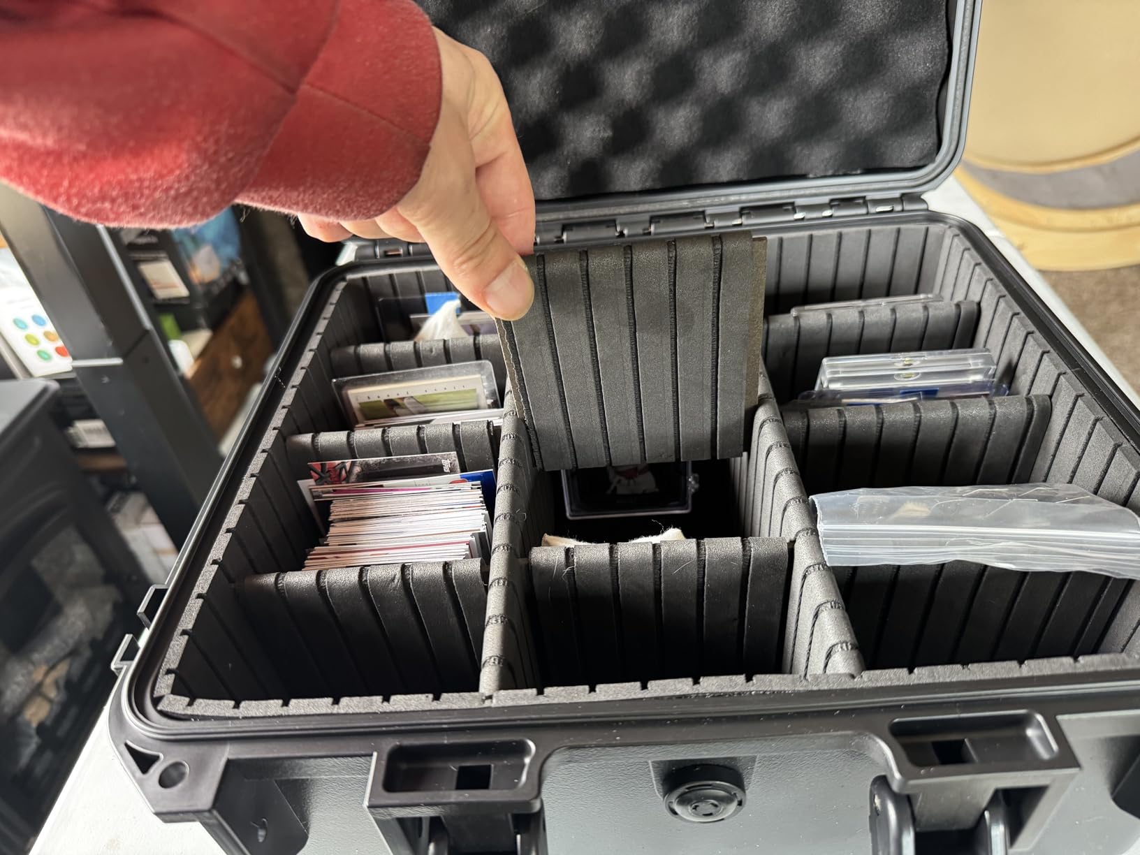 Graded Card Case Storage Box: Trading Card Storage Box with 9 Dividers for PSA BGS SGC Top Loaders Sports Cards, Waterproof Hard Slab Case for Baseball Football Basketball Magnetic Cards (Holds 600+) customer photo 1