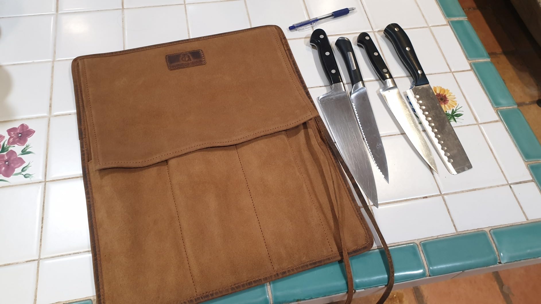 Knife Roll Bag Professional Chef Knife Case, Durable Knife Sheath Holder, Cooks & Culinary Tools Carrying Storage, Portable Knife Wrap - 4 Slots customer photo 1
