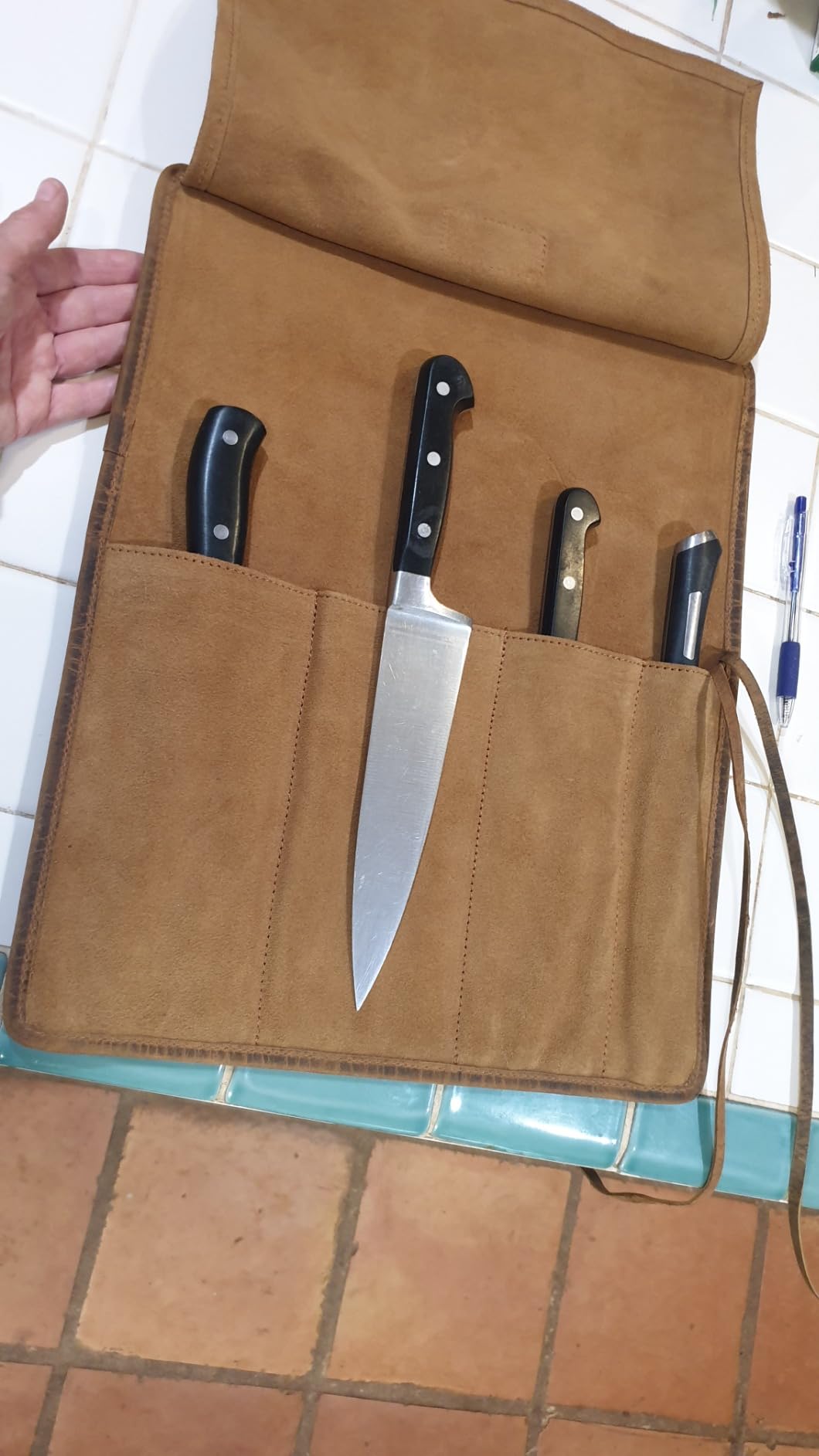 Knife Roll Bag Professional Chef Knife Case, Durable Knife Sheath Holder, Cooks & Culinary Tools Carrying Storage, Portable Knife Wrap - 4 Slots customer photo 2