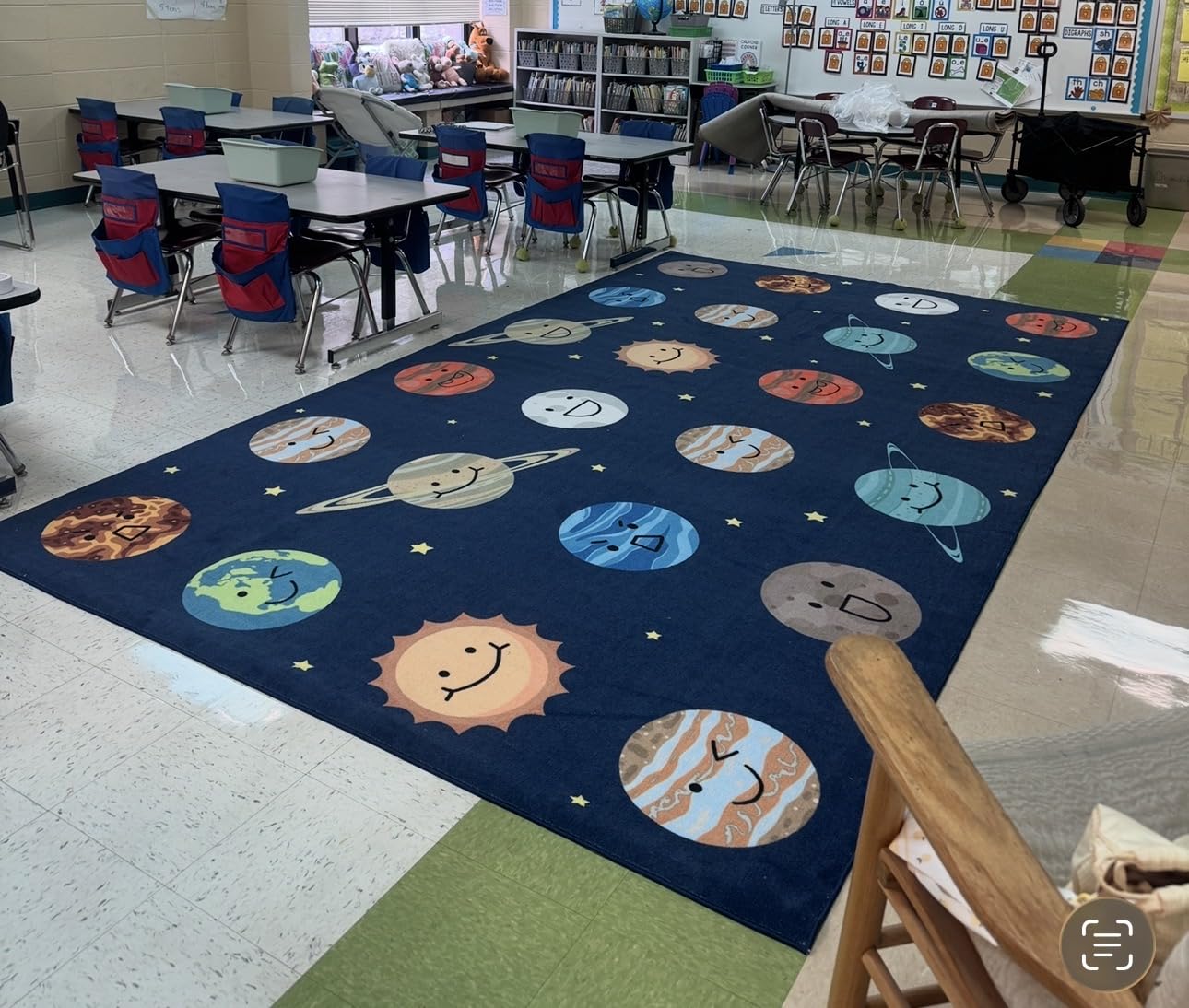 STARUIA Classroom Rug with Colorful Circle, 7.5x13 Large Educational Area Rug for Classroom Preschool Nursery Daycare, Non-Slip Circle Time Rugs Kid Carpet for Playroom Elementary, Seats 24 customer photo 1
