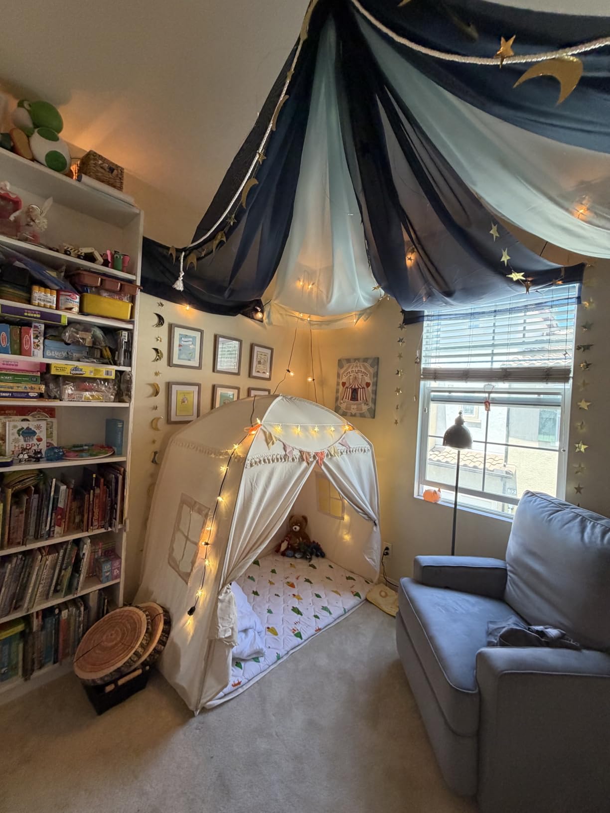 Sumbababy Large Teepee Tent for Kids - Tent for Kids Indoor Kids Teepee for Boys & Girls - Playhouse Inside Canopy Bed for Playroom Gift Toys (Cream) customer photo 1
