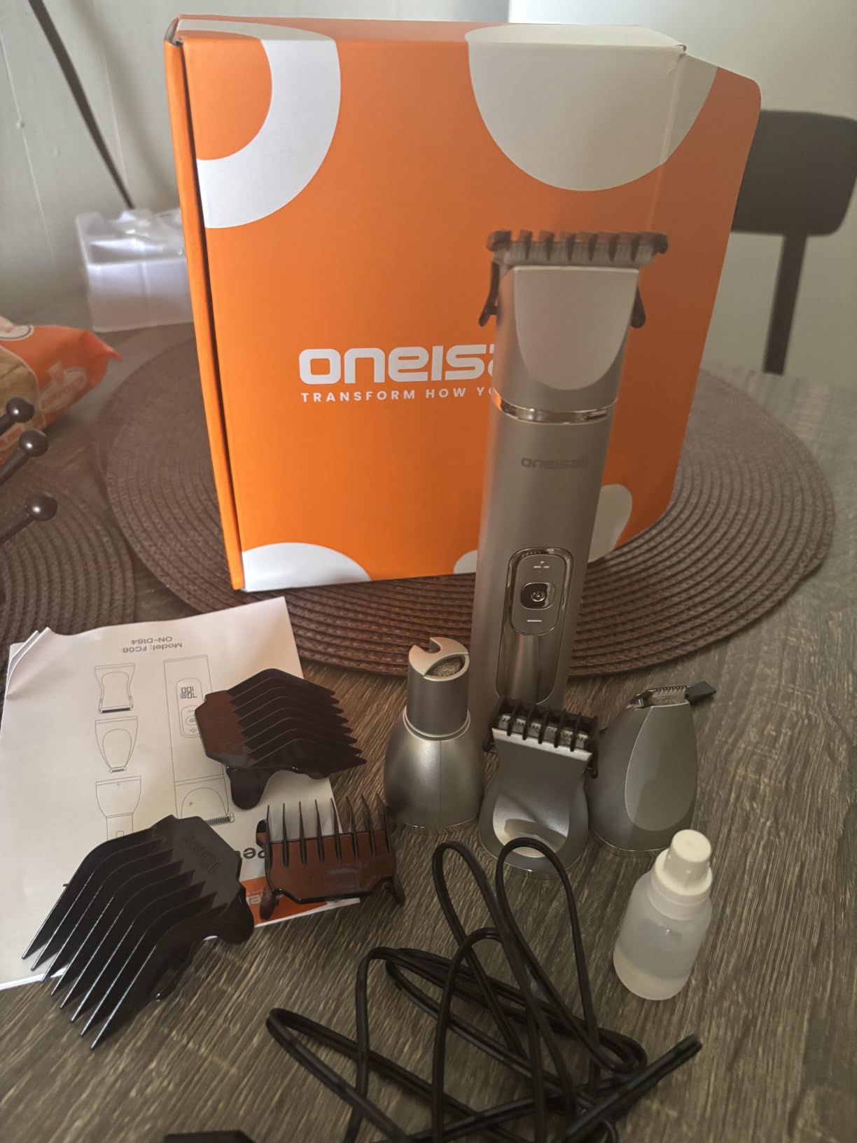 oneisall 4 in 1 Dog Grooming Kit with LCD Display, Dog Hair Trimmer for Paw Nail Grinder, Rechargeable Cordless Low Noise IPX7 Waterproof Pet Clippers customer photo 2