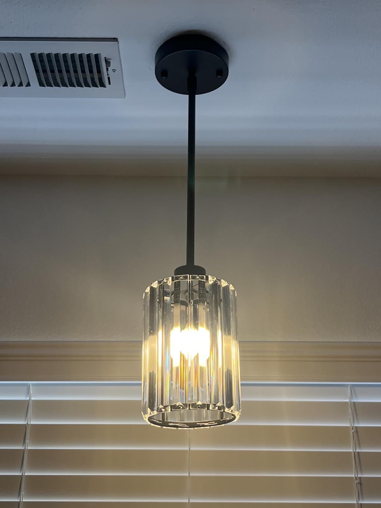 3 Pack Black Pendant Lights Kitchen Island Crystal Hanging Lighting Fixture | Adjustable Height Modern Pendant Light for Bathroom Dining Room Over Island Sink Entryway Hallway Ceiling Light customer photo 2