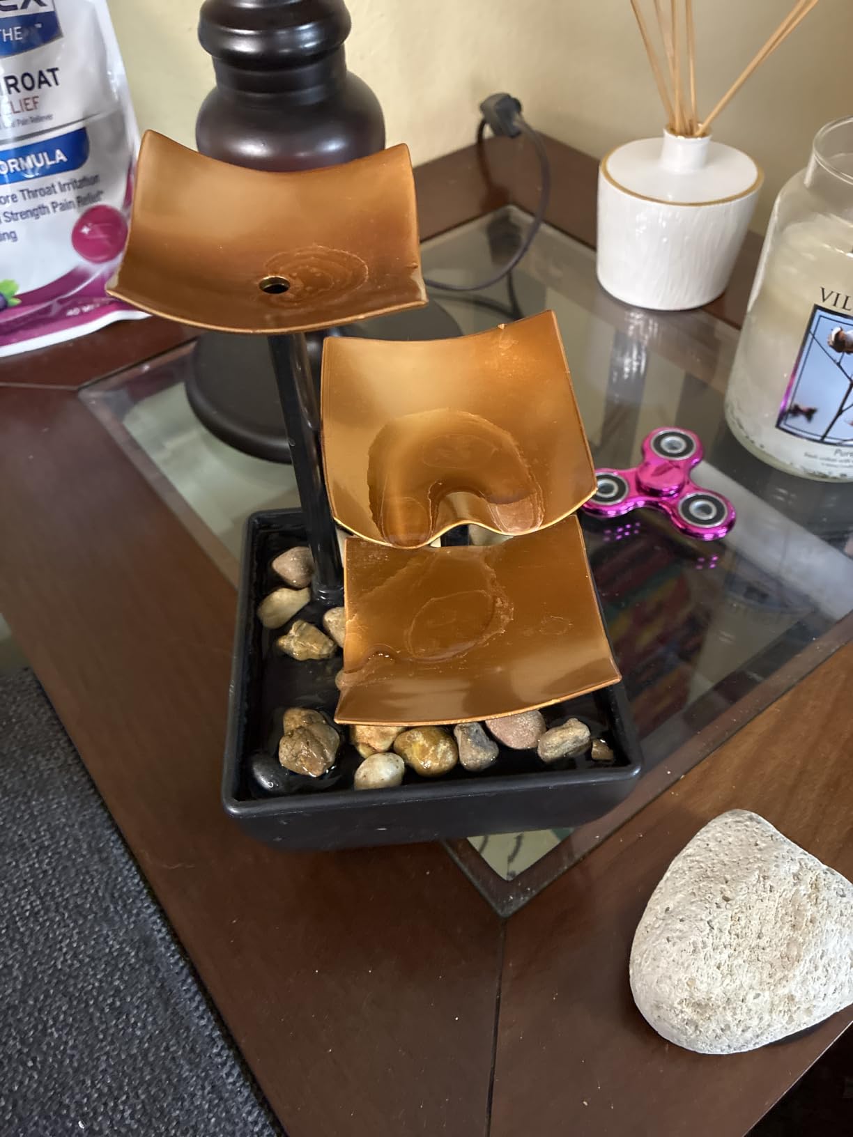 Homedics Tabletop Water Fountain, 3 Tier Indoor Waterfall Fountain | with Natural River Rocks, Quiet Pump for Relaxation, Zen Home & Office Desk Décor, AA Battery Powered customer photo 1