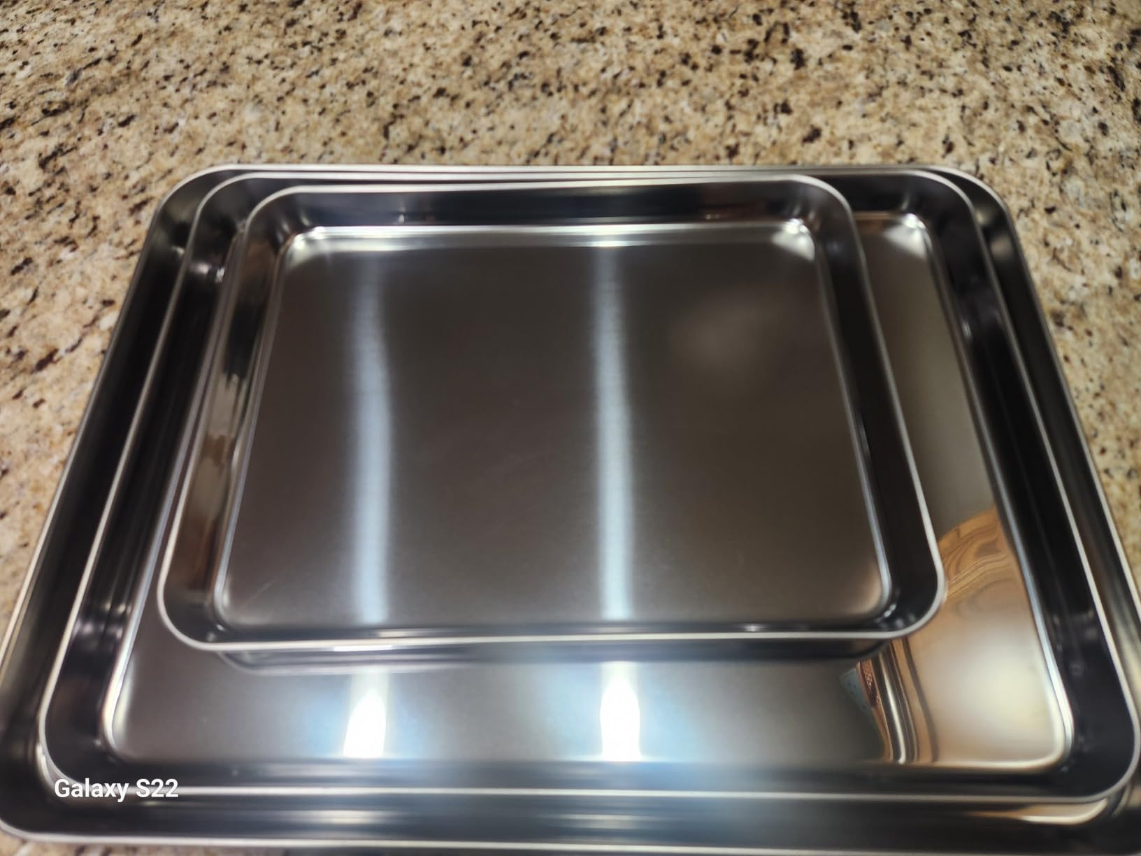 Baking Sheet Set of 3, Commercial Grade Stainless Steel Cookie Sheets for Baking, 12/16/17.5 Inch, Thicker and Firmer Baking Pans Set, Rust & Warp Resistant & Nonstick, Nontoxic&Heavy Duty&Easy Clean customer photo 2