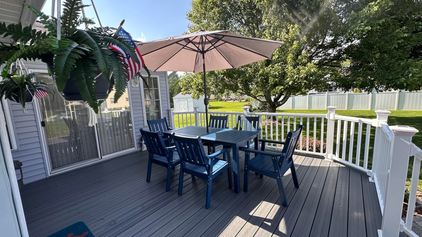 YEFU 7-Piece Patio Table Set, All-Weather HIPS, Metal Aluminum Frame, Teak | Outdoor Table and Chairs Dining Furniture Set with Umbrella Hole, Modern Plastic Dining Sets 6 Person for Outside Deck customer photo 1