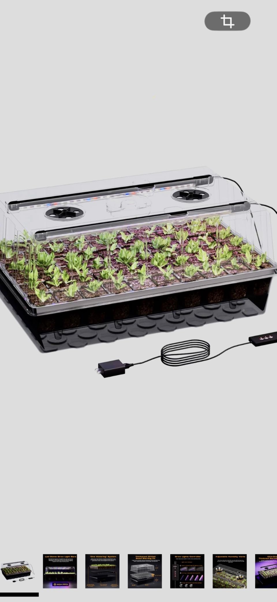 Patigrow 60-Cell Self-Watering Seed Starter Tray with Grow Light, Seed Starter Kit with 4.07