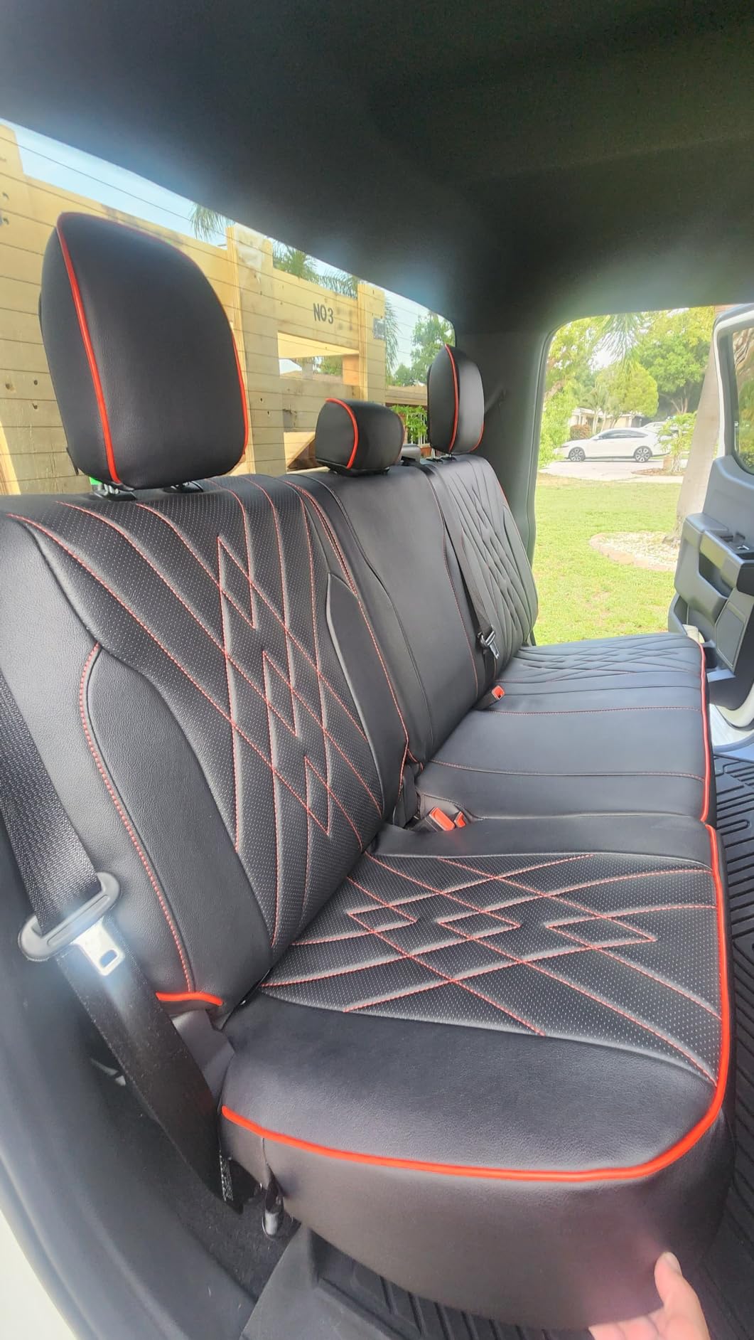 EKR F150 Seat Covers Custom Fit for (SuperCab) Ford F-150 STX 2024-2026 & F150 XL/XLT 2021-2026 & Lariat 2021-2022 Full Set, Heavy-Duty Waterproof-Neoprene (Black) customer photo 1
