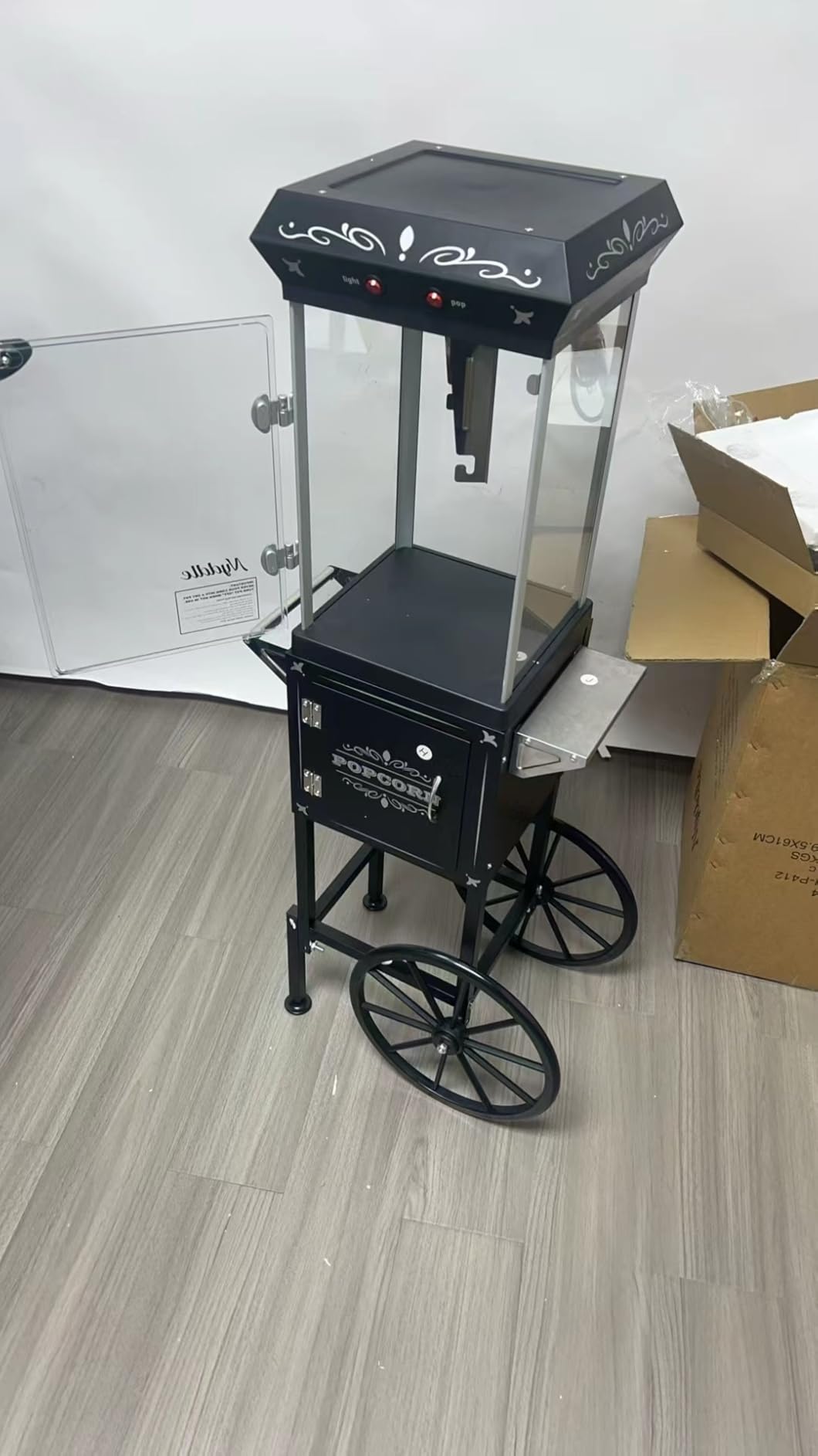 Popcorn Machine Maker With 8 Oz Kettle Makes Up to 32 Cups Popcorn Machine Cart Vintage-Style Popper on Wheels Popcorn Machines for Home (Black) customer photo 2