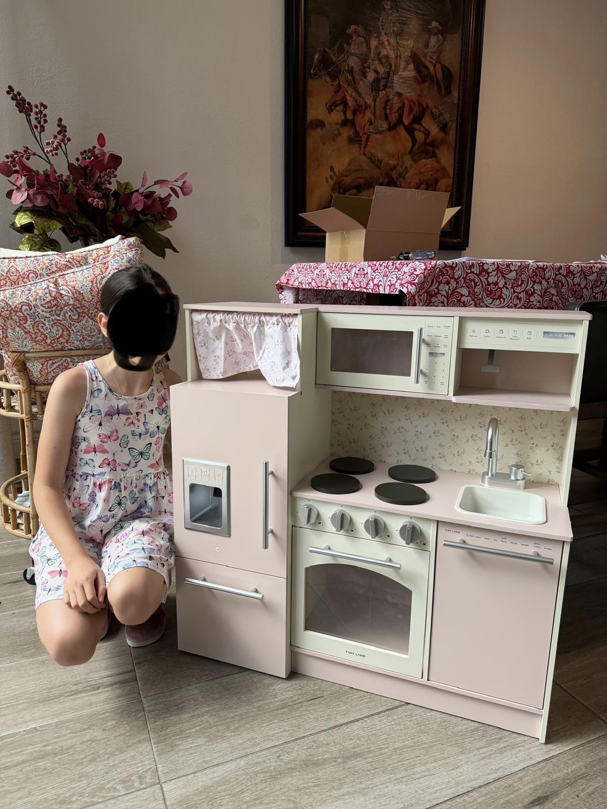 Tiny Land Wooden Play Kitchen for Toddlers, Kids Play Toy Kitchen Set | with Realistic Accessories Storage Fridge, Stove, Microwave, Coffee Station, Birthday Gift for Boys Girls Ages 3+, White customer photo 1