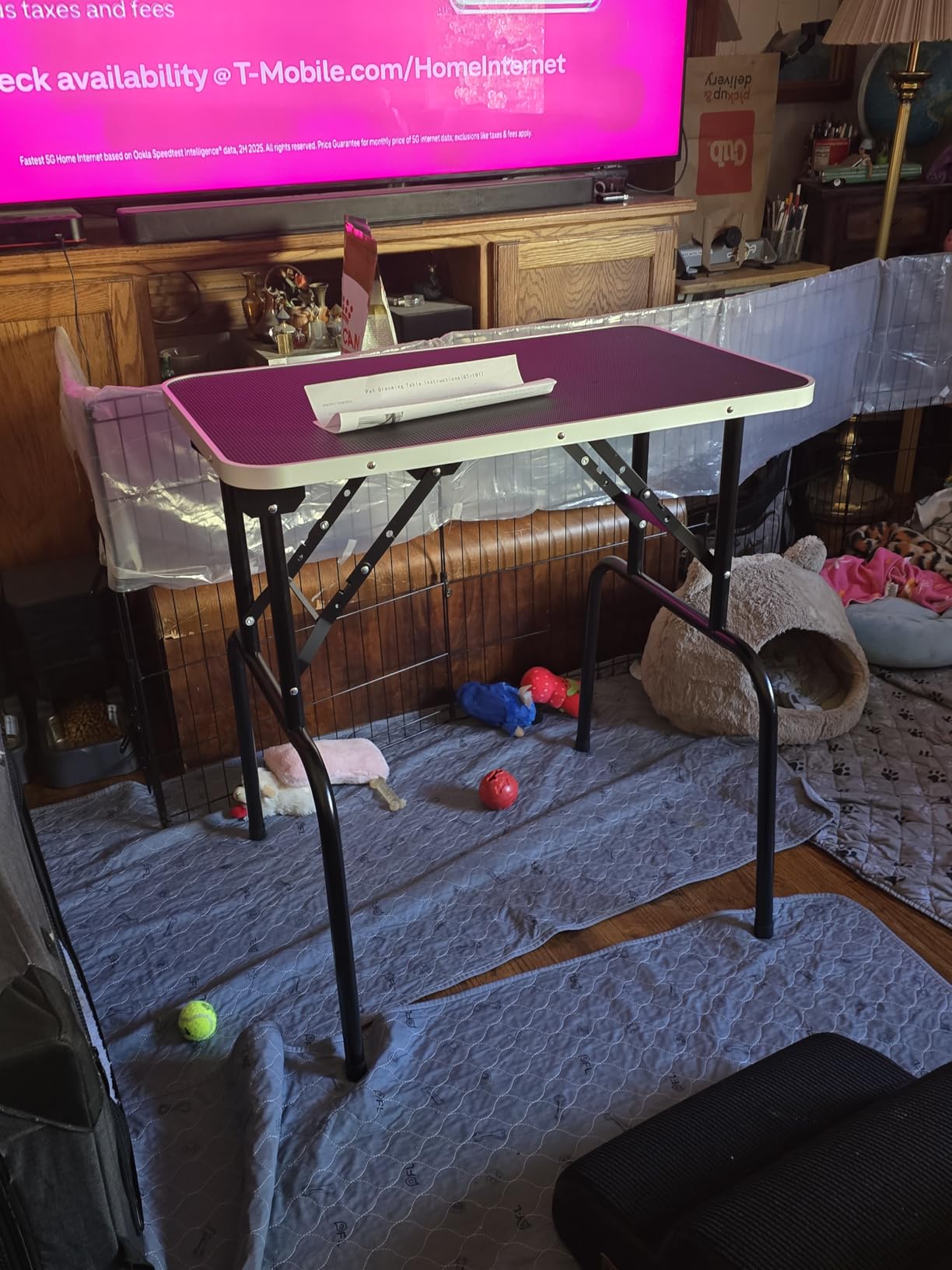 30-inch Foldable Dog Grooming Table - Heavy Duty Iron Pet Grooming Station with Adjustable Arm & Noose, Portable Non-Slip for Small Medium Dogs & Cats, Home & Salon Use - Black customer photo 2