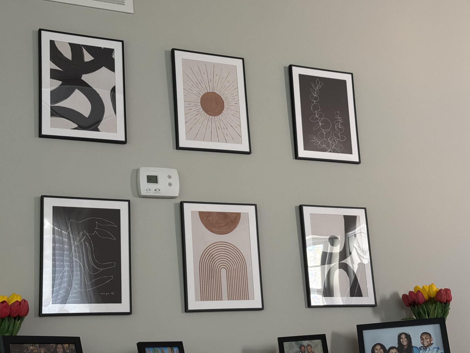 Framed Boho Black and White Abstract Wall Art, Set of 6 Modern Canvas Prints Paintings Artwork for Walls, Minimalist Geometric Pictures for Living room Bedroom Office Bathroom Wall Decor 11x14 Inch customer photo 1