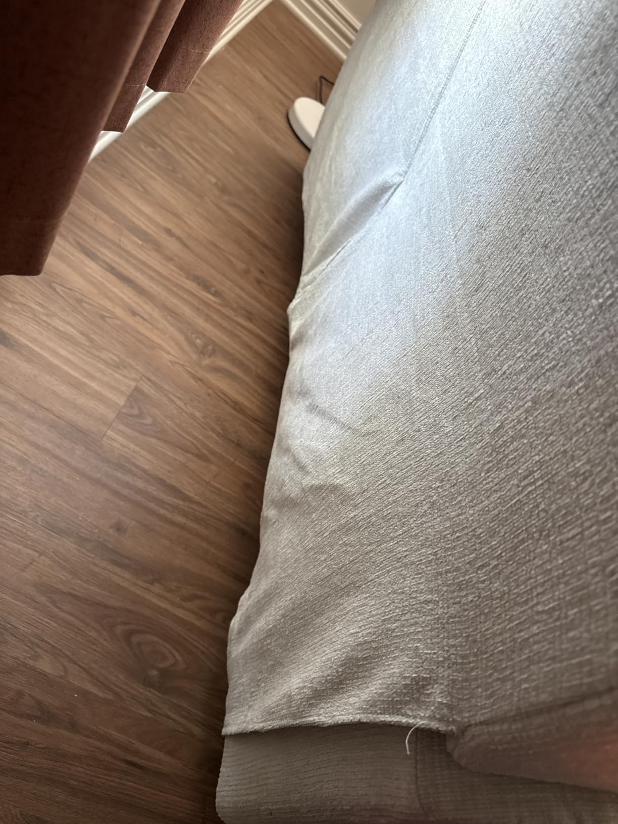Signature Design by Ashley Danum Reclining Loveseat, Stone Chenille, 64 in | 3 in Zero Wall Design, Manual Pull Tab Mechanism, Fiber Wrapped Foam Cushions, Double Recliner, Throw Pillows Included customer photo 1
