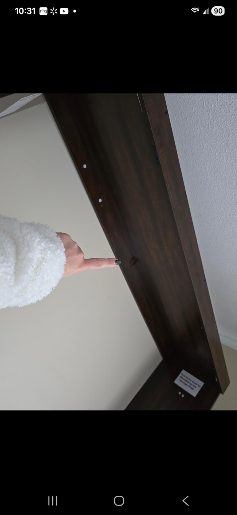 Hlivelood Queen Size Murphy Bed with 2 LED Lights, Farmhouse Wood Hidden Foldable Wall Bed Frame w/Gas Struts, Storage Bed Cabinet for Bedroom, Office, Space-Saving, No Box Spring Needed, Rustic White customer photo 1