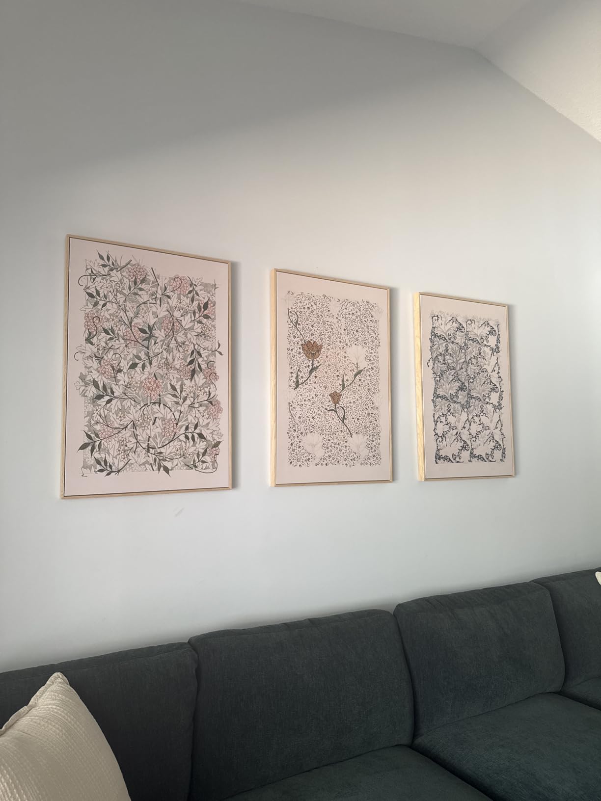 Framed Large William Morris Canvas Wall Art Set of 3, Vintage Nature Floral Artwork Prints, Boho Neutral Botanical Wall Decor for Living Room, Bedroom, Hallway and Office, Total Size 30x60 customer photo 1