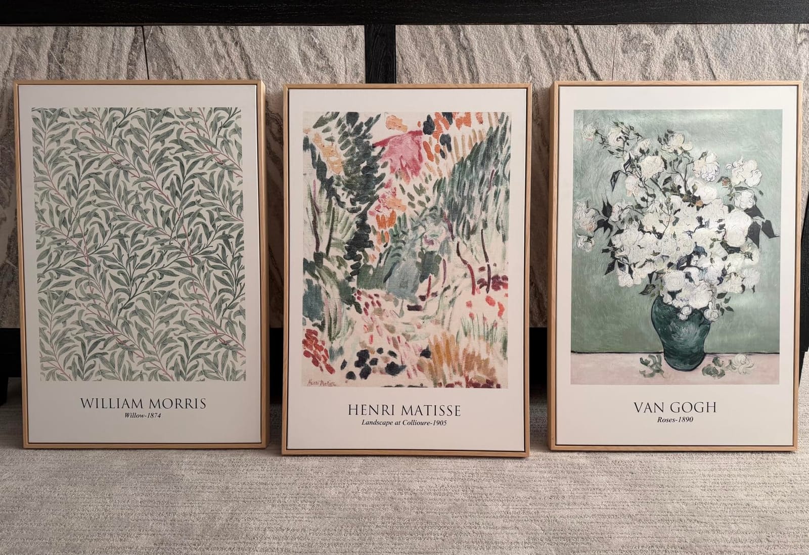 Framed Large William Morris Canvas Wall Art Set of 3, Vintage Nature Floral Artwork Prints, Boho Neutral Botanical Wall Decor for Living Room, Bedroom, Hallway and Office, Total Size 30x60 customer photo 2