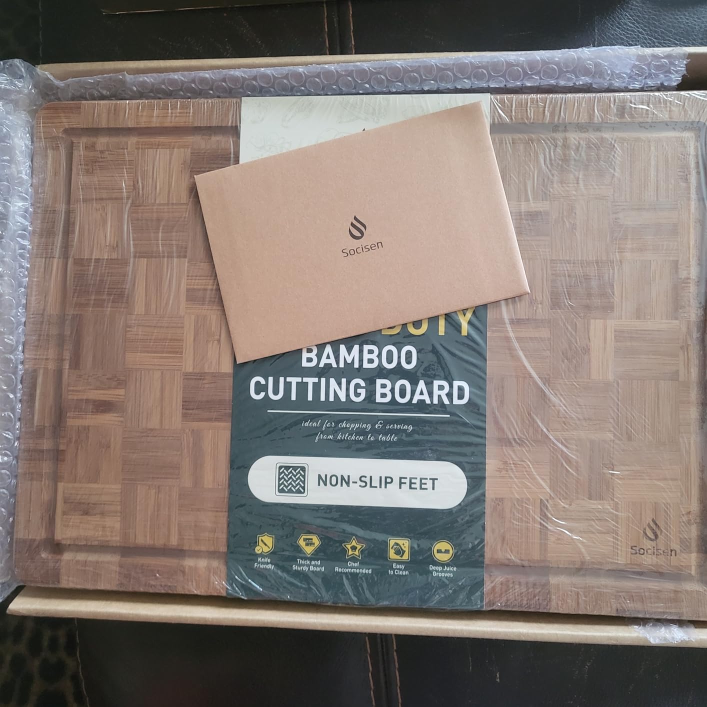 3 Pack Heavy Duty Bamboo Cutting Board Set Non Toxic Wooden Cutting Board for Kitchen Non Slip Solid End Grain Thick Wood Juice Groove Chopping Board Extra Large Butcher Block Best House Warming Gift customer photo 1